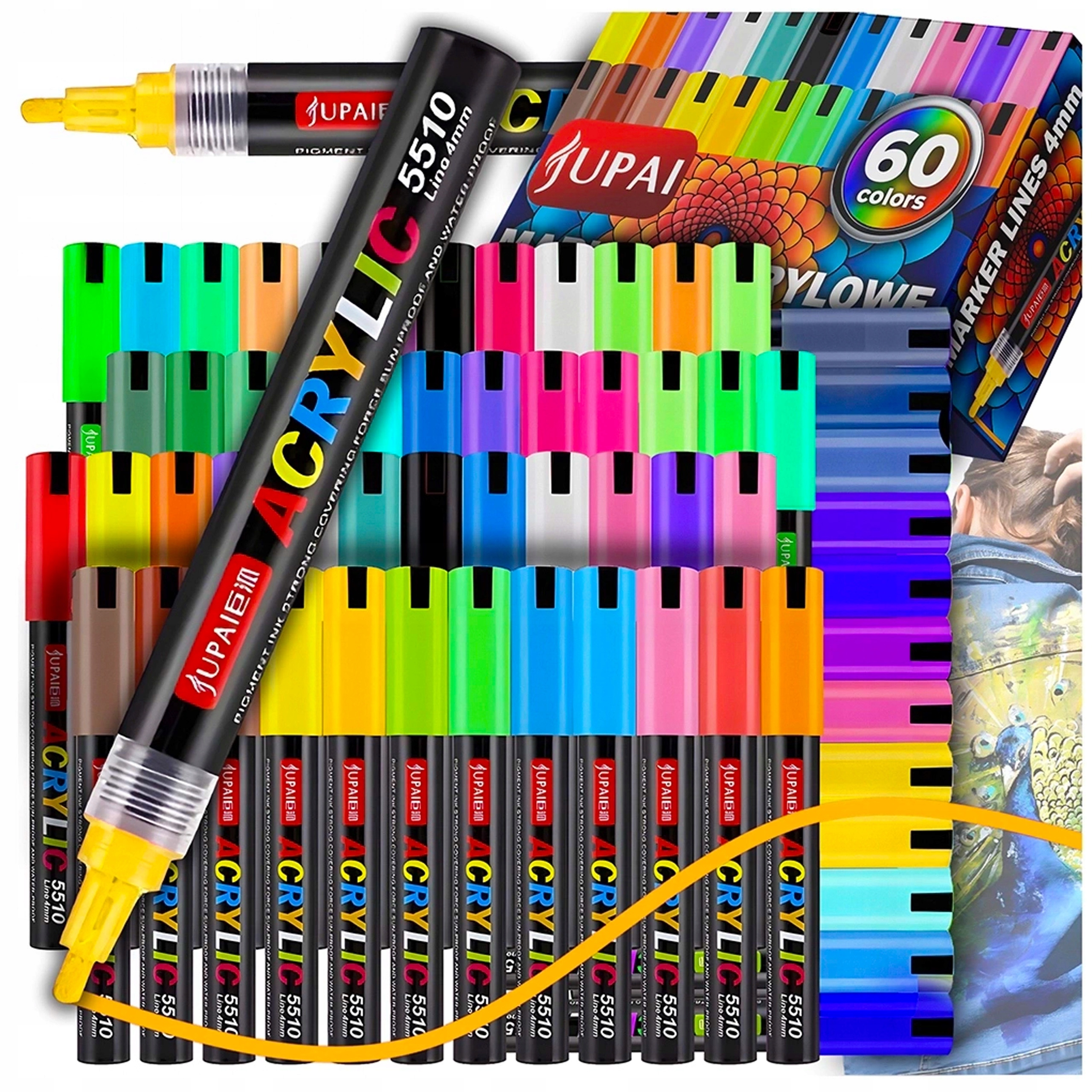 Fixy Jupai Sada 60 Kusů Fixy Popisovače Voděodolné