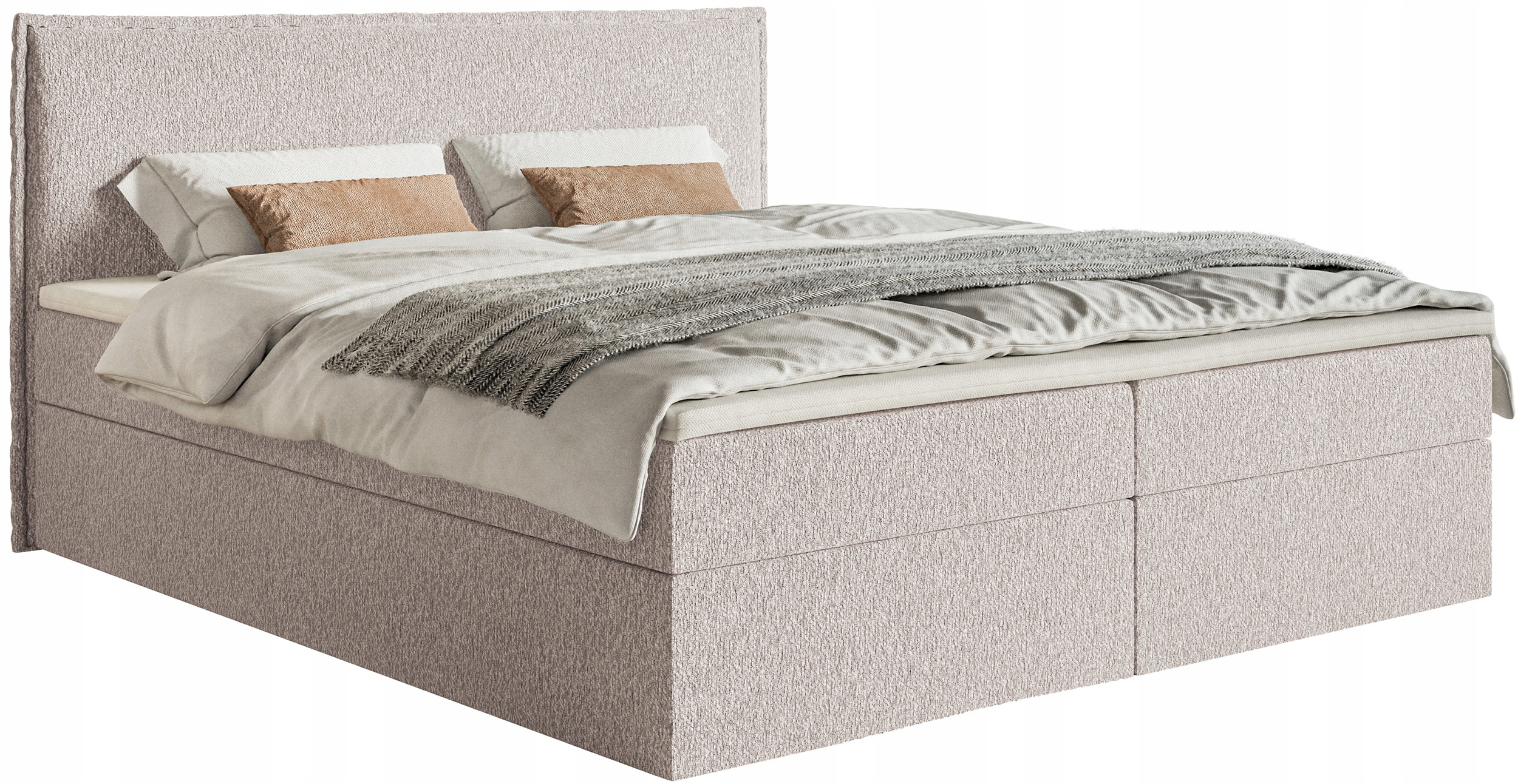 Kontinentální postel 180 x 200 cm Softie kontejner a topper béžová žinylka