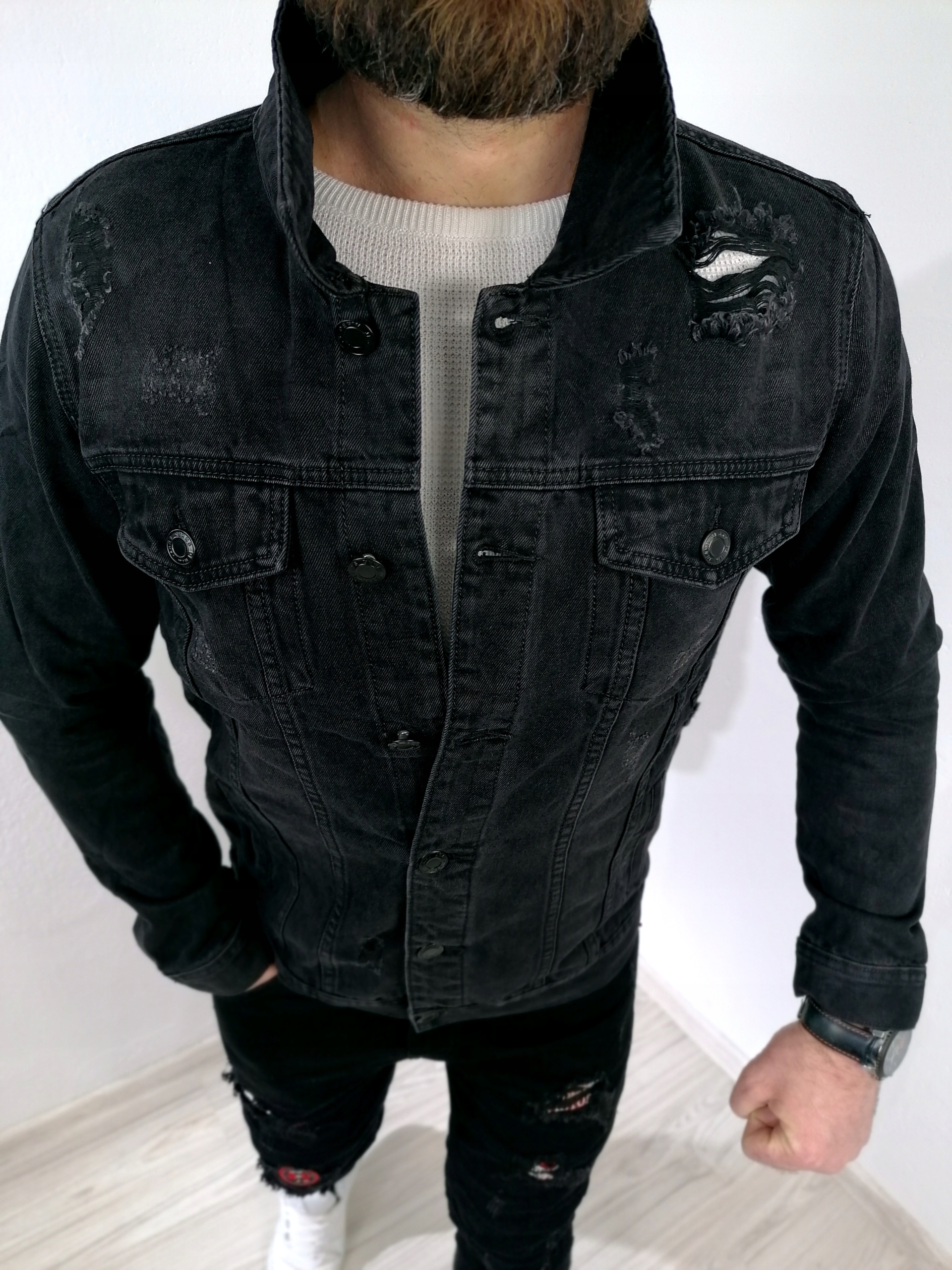 Мужская джинсовая куртка Катана Черная дыра AJ 4XL