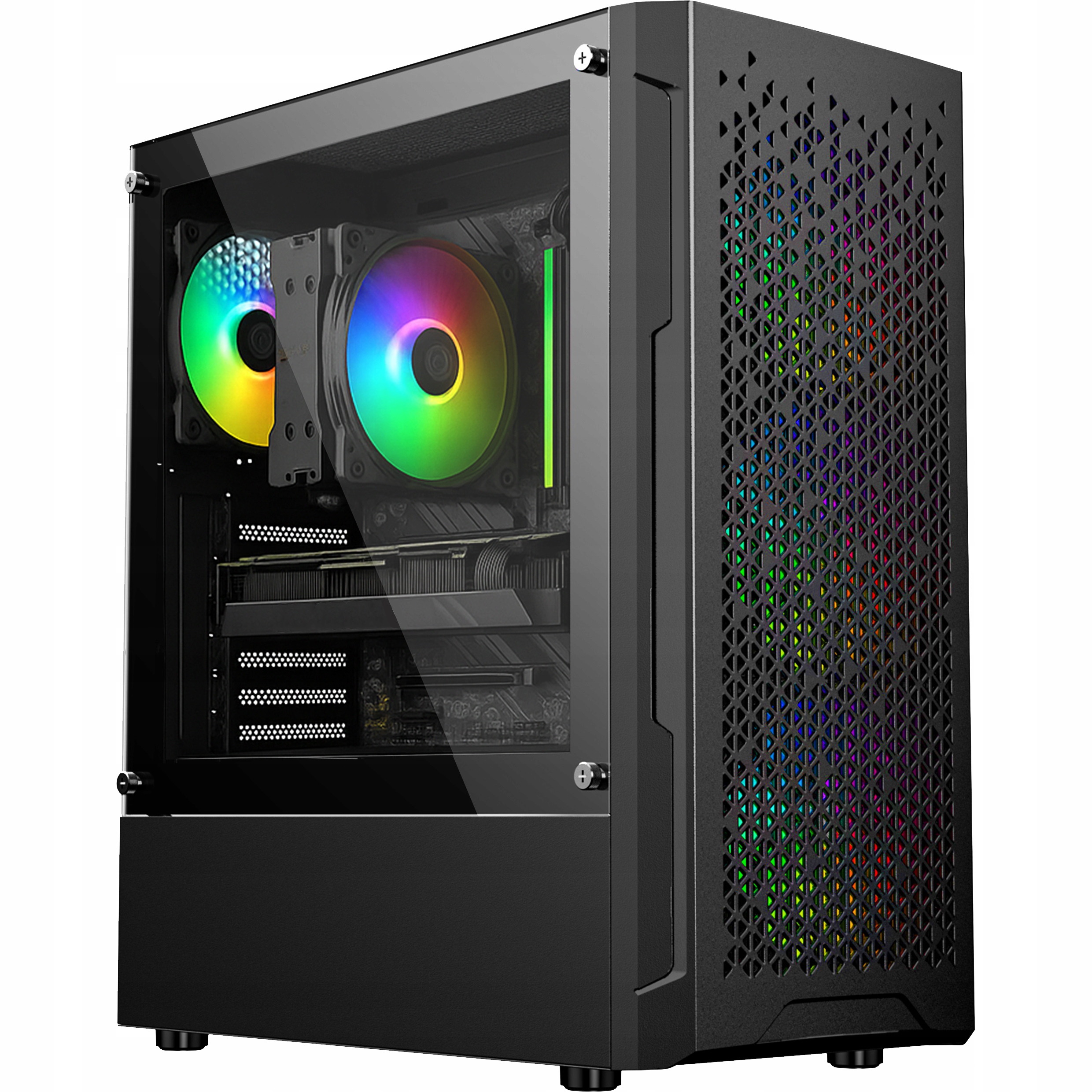 Kryt pre Pc Midi Tower Atx ventilátory A-rgb sklo filtre Usb 3