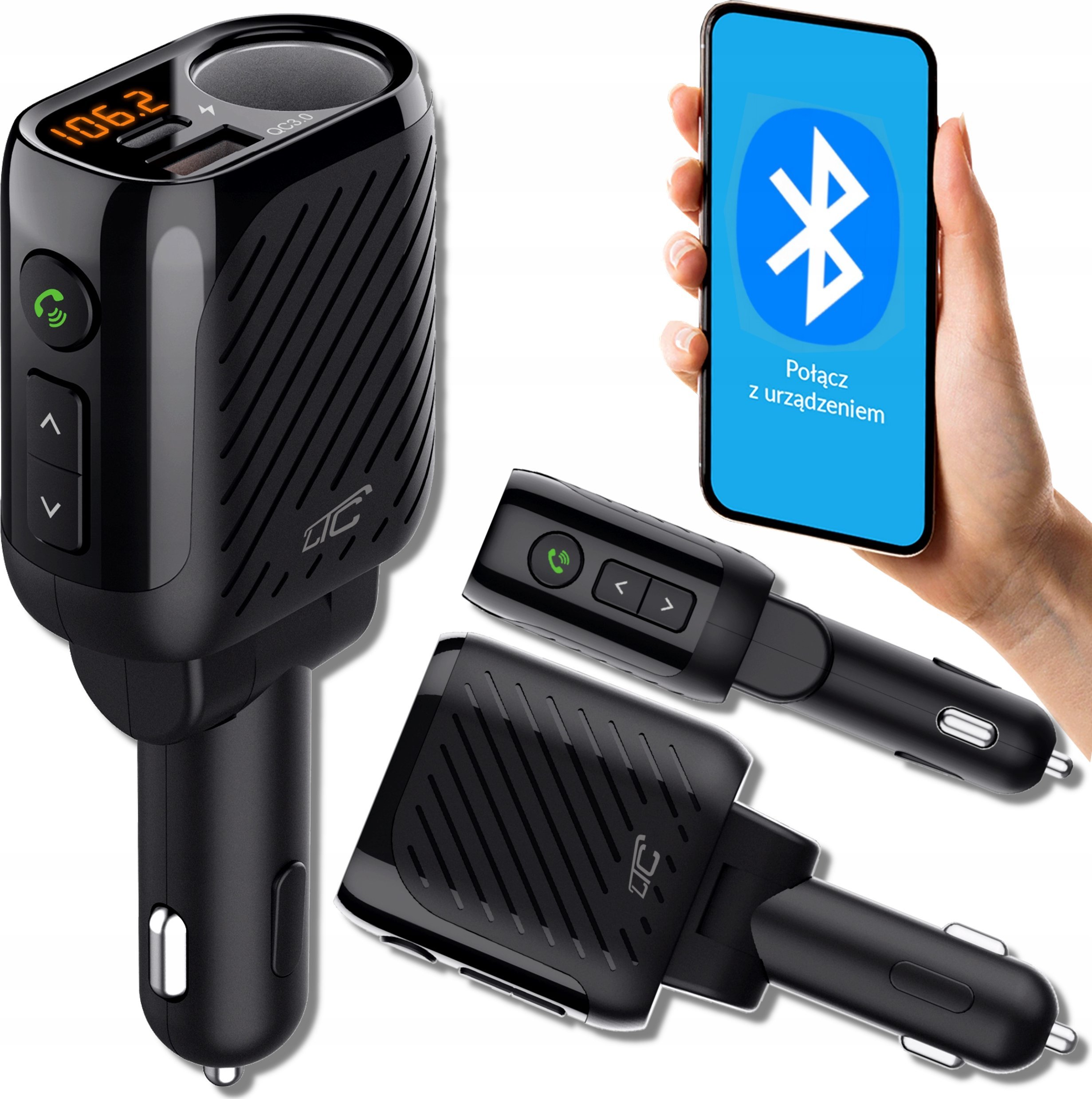 Ltc Transmiter Bluetooth V5.3 Z Gn. Zapalniczki 120W Miernik Aku.