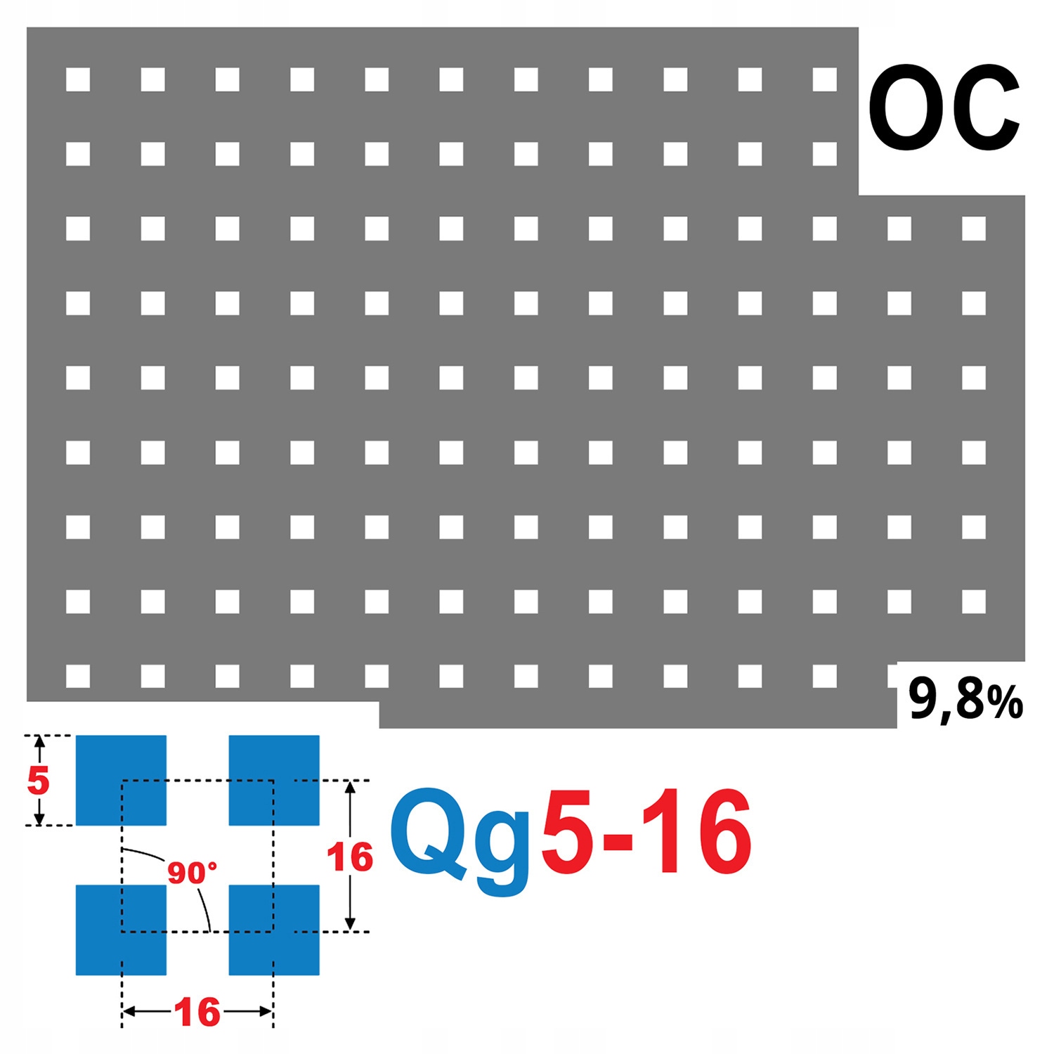 BLACHA PERFOROWANA 200 x 200 OCYNK 1 mm Qg 5-16 Marka Metal-tech