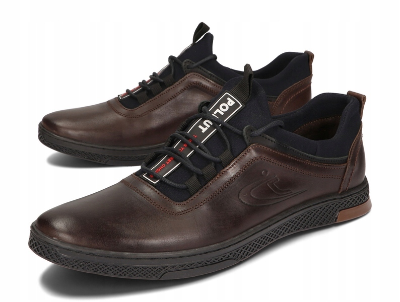 Buty Męskie Półbuty Skórzane Casual Brązowe Skóra K-24 Rozmiar 46 Rozmiar 46