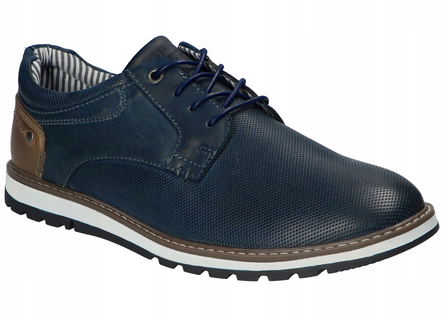 American Club CY191 Elegantní Polobotky Pánské Kožené Boty Námořnická Modrá 44