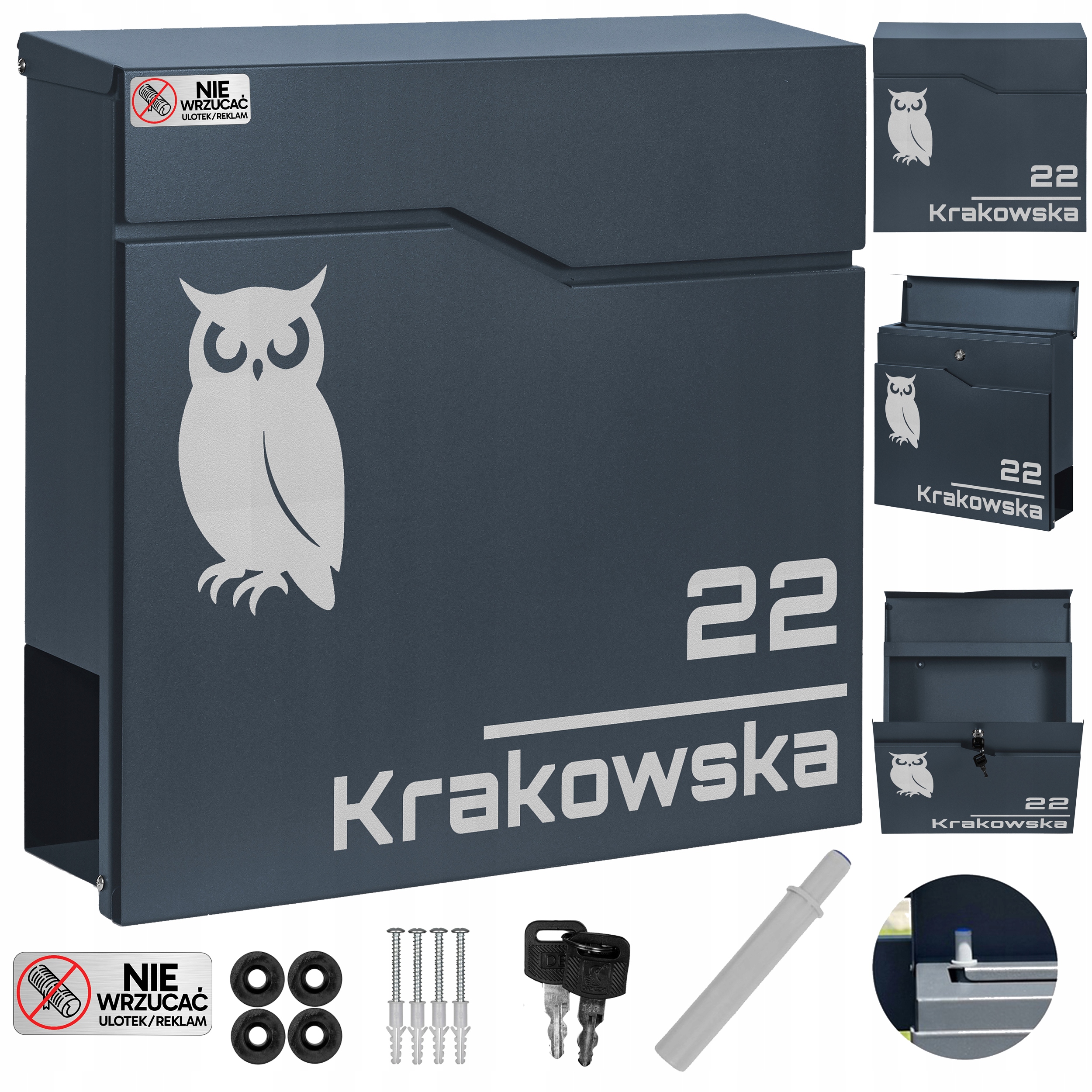 Poštovní Schránka Na Poštovní Seznamy Novin Antracit Vzor Adresa Ulice Číslo