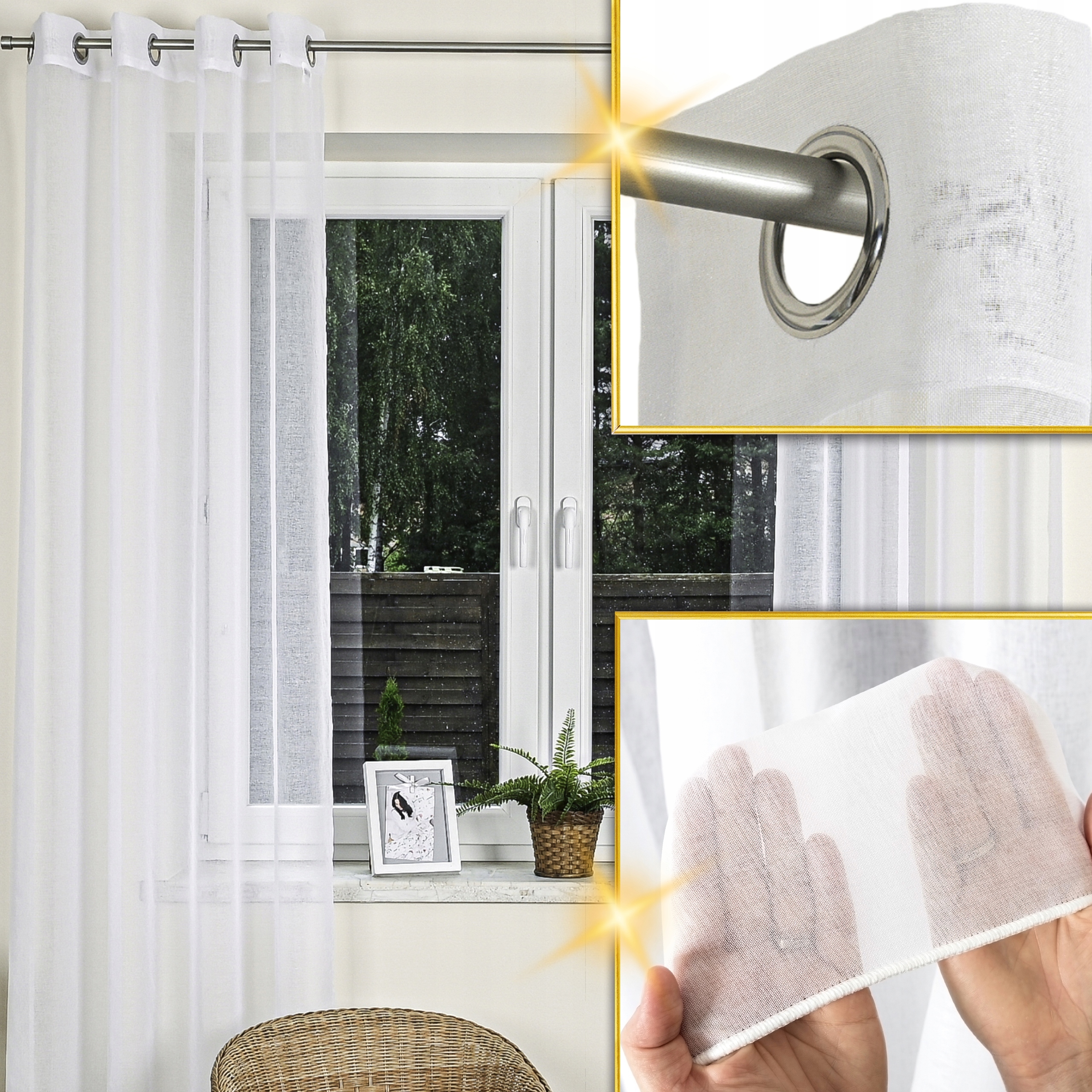 Hotová Záclona Etamina Bílá Na Průchodkách S Olovnicí Do Obývacího Pokoje 200x270 cm