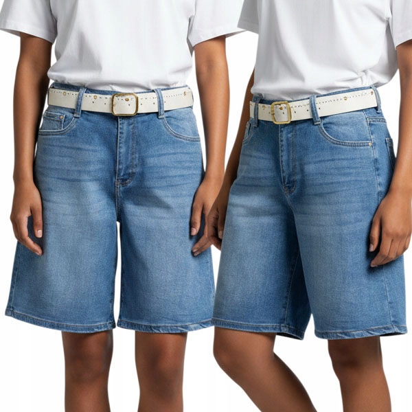 M.Sara Krótkie Spodnie Damskie Jeansy Bermudy Szerokie Nogawki 4XL 48