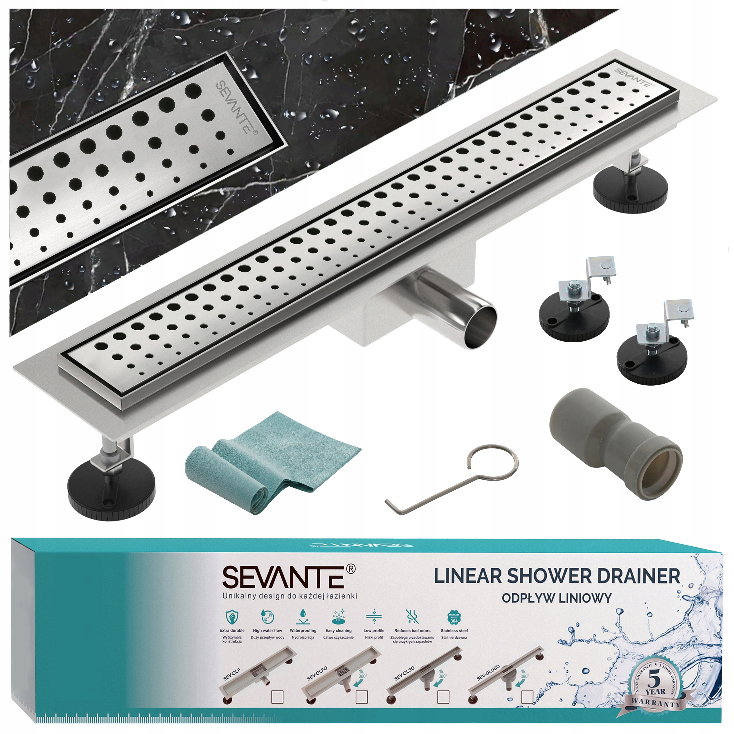 Lineárny odtok s maskovačom 100 cm Flat inox oceľ 304, vysoká priepustnosť