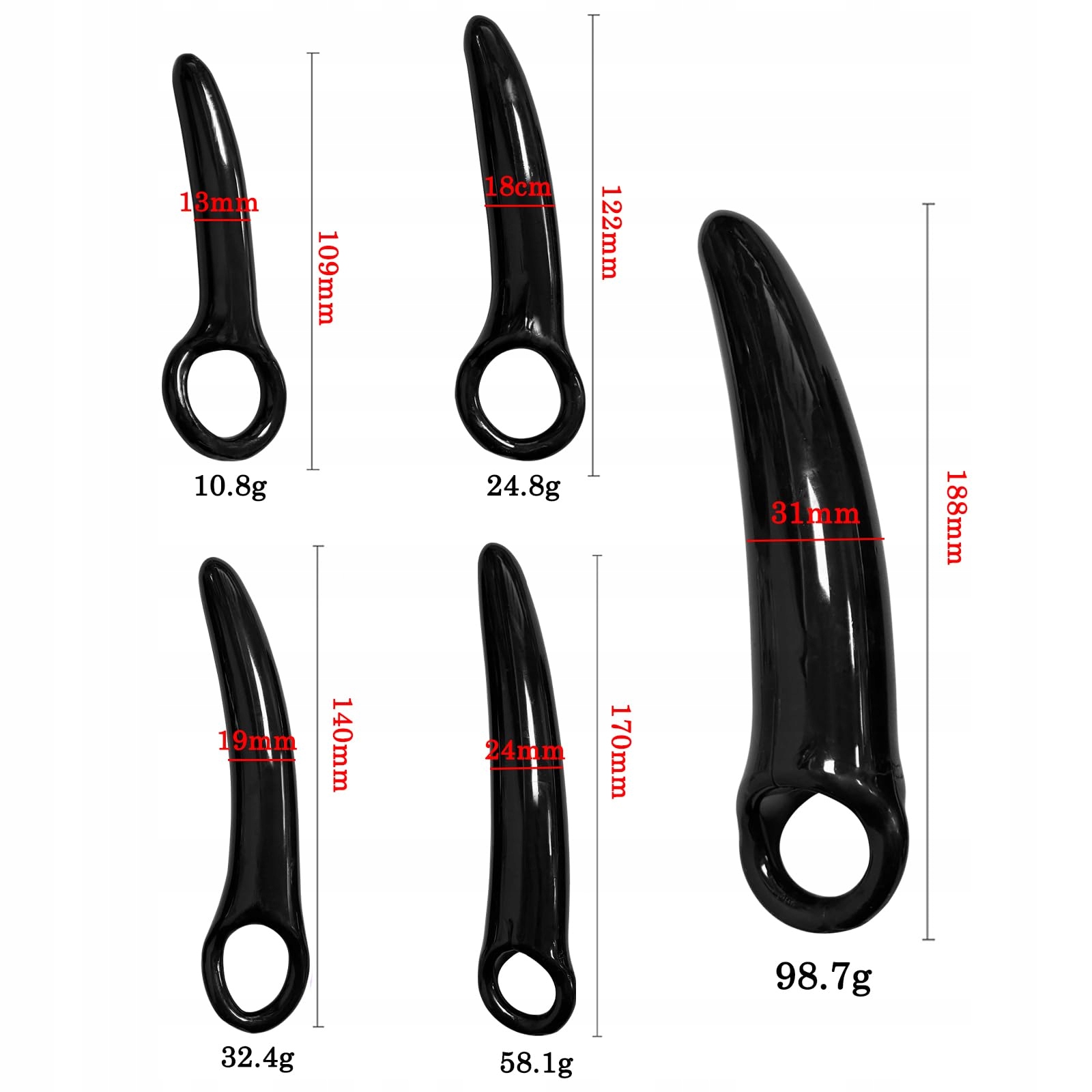 PREMIUM Zestaw 5 Silikonowych Dilatorów Anus i Pochwy dla Kobiet i Mężczyzn — miniatura 7