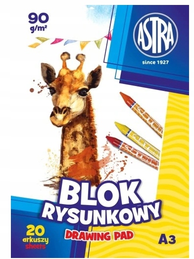 

Blok rysunkowy 90g/m2 A3, 20 arkuszy