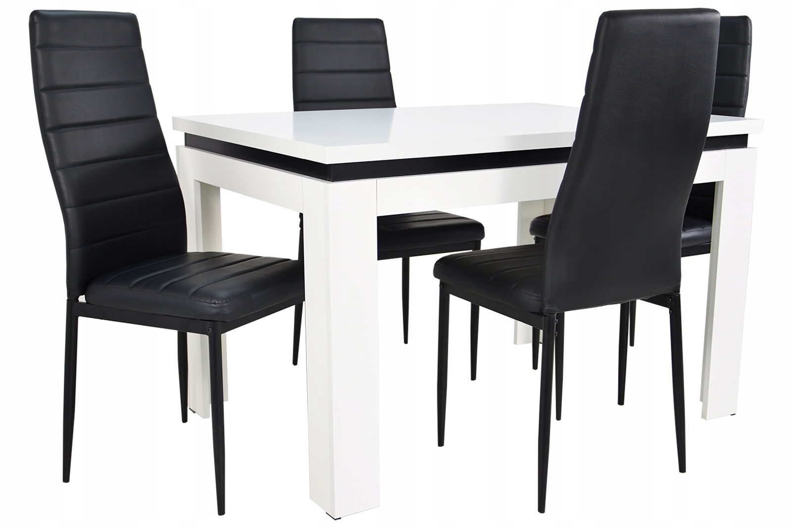 

Biały rozkładany stół i 4 Czarne Krzesła Do Kuchni