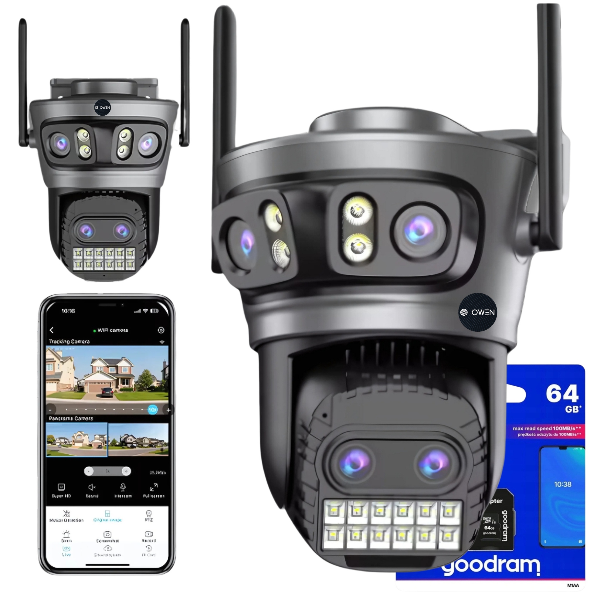 Dvojitá Wifi Ip Kamera Otočná Smart Venkovní Qhd 4x 5MP Zoom Goodram