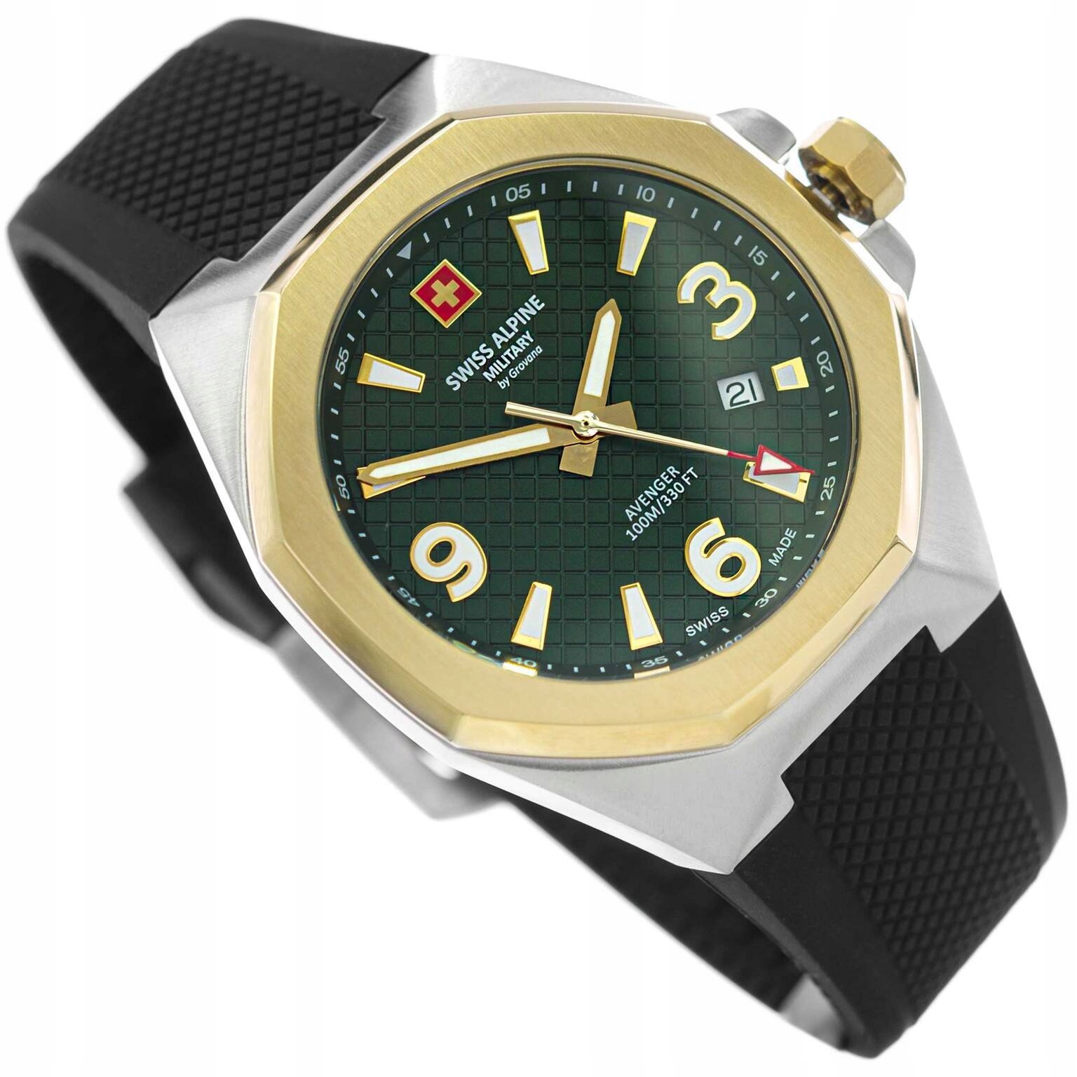 Pánské Hodinky Swiss Alpine Military SAM7005.1844 Pro Plavání Na Řemínku Data