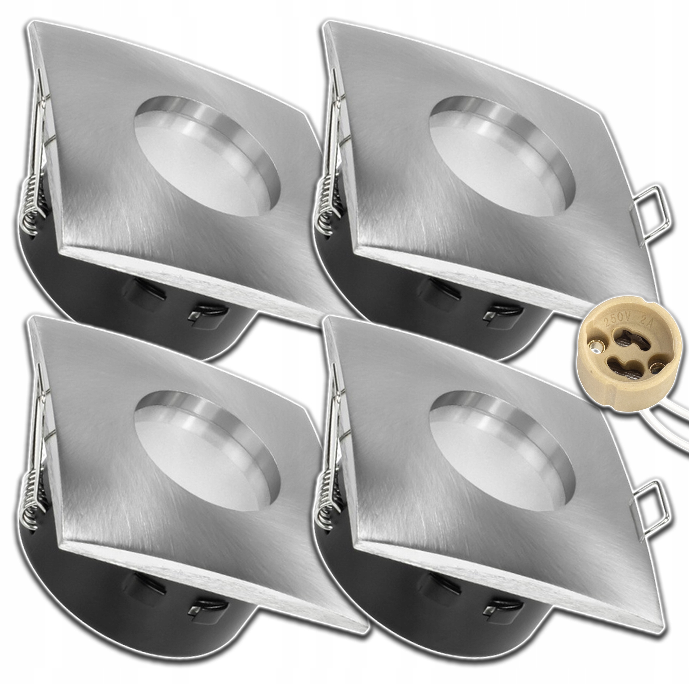 4xHERMETICKÉ Svítidlo Halogen Čtverec Vodotěsné Zásuvka GU10
