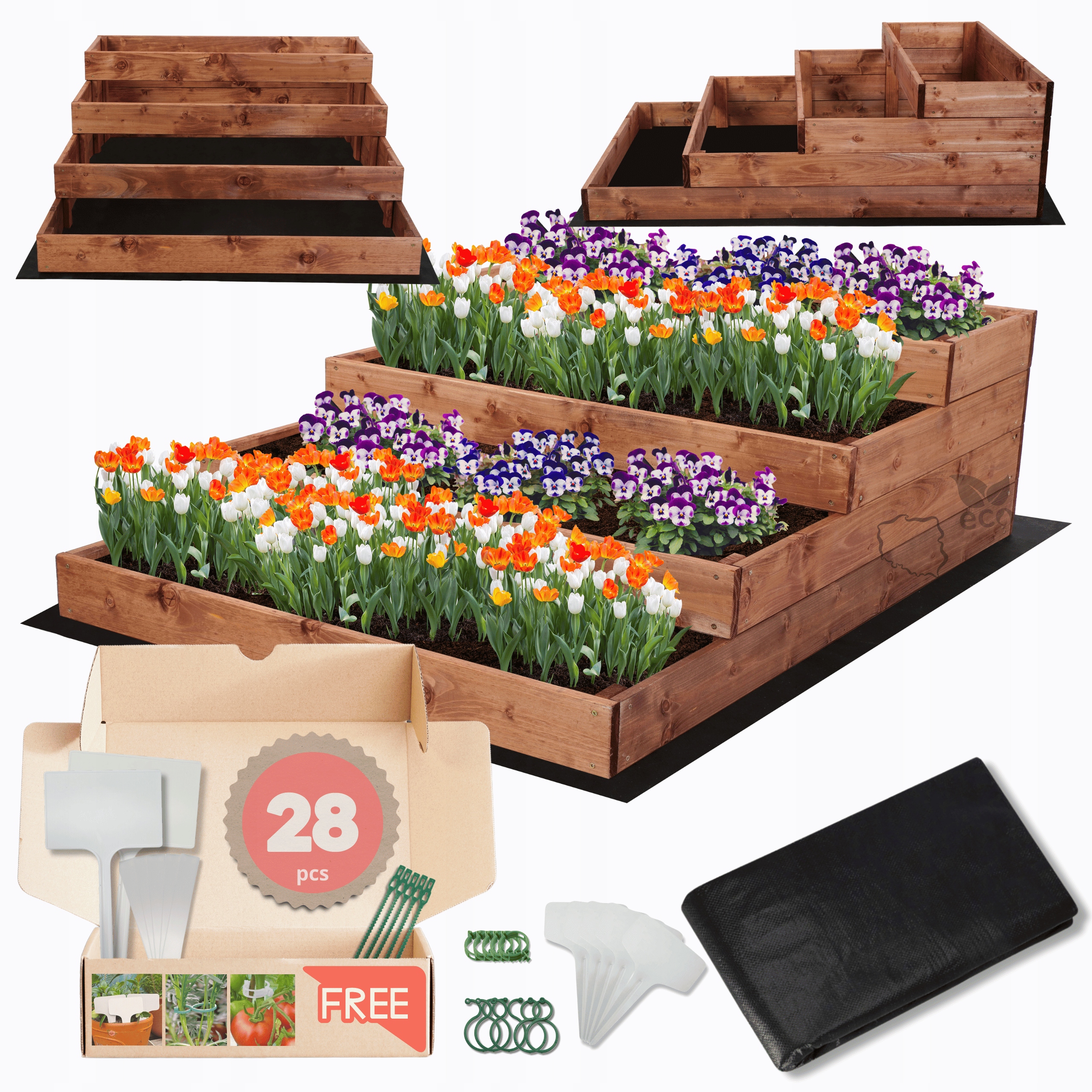 Zeleninový Záhon drevený kvetináč kaskádový záhon impregnát 36x90x120