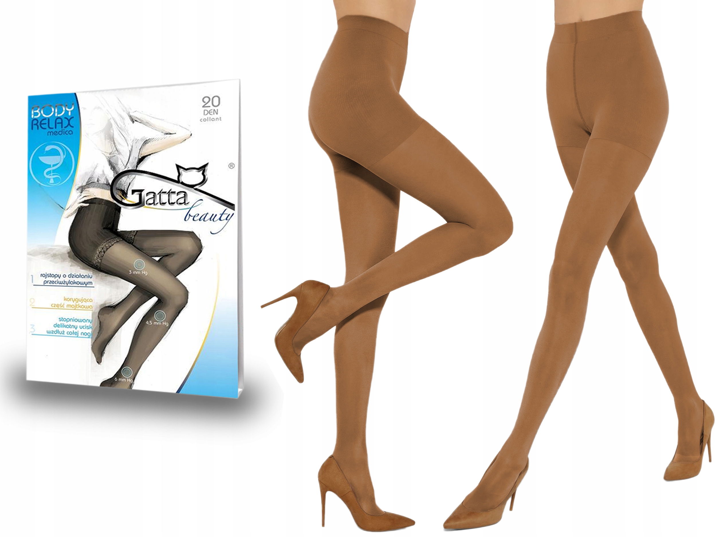 

Rajstopy Body Relax Medica Gatta 20 den golden 2-S