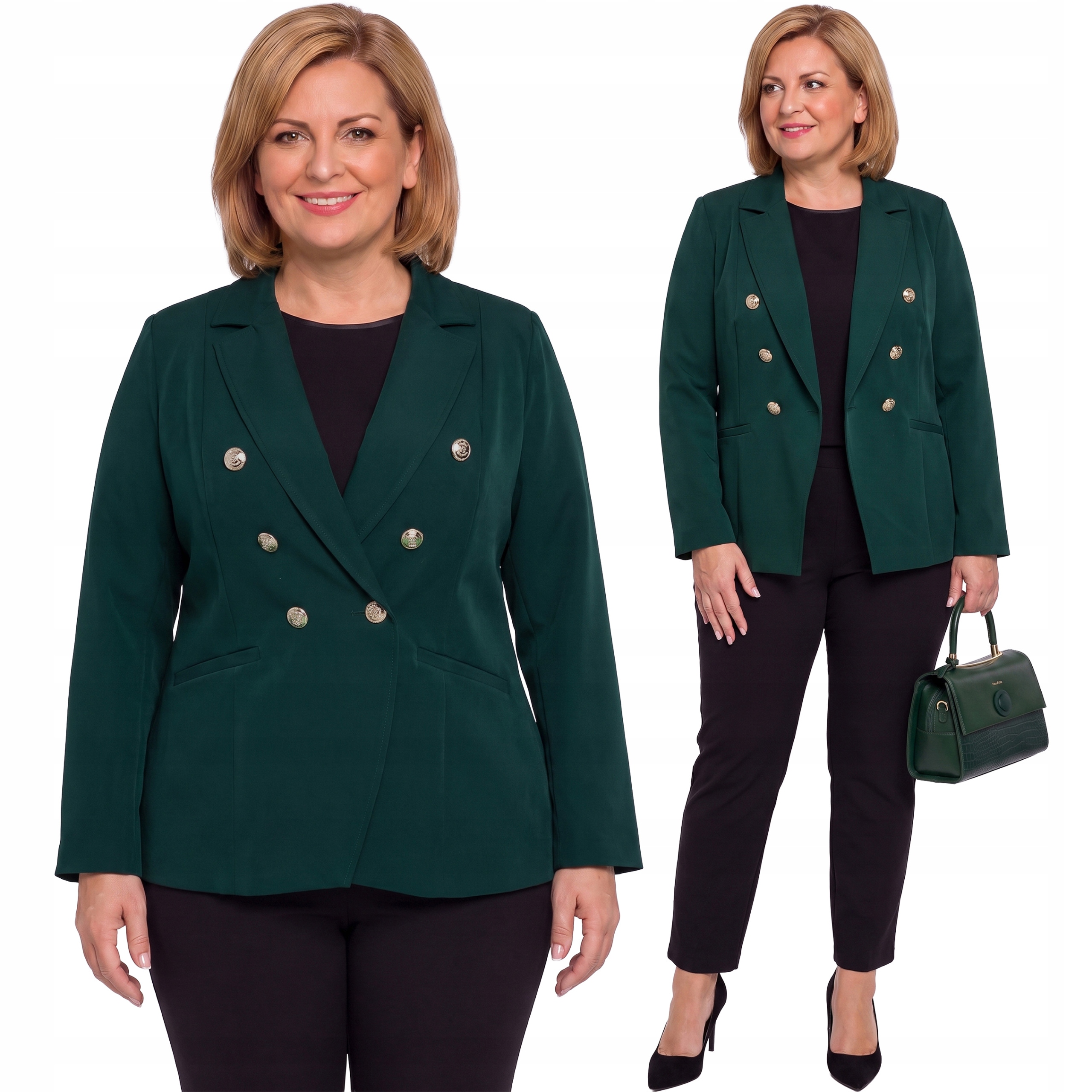 Tmavě zelený návštěvní sako plus size velikost 52