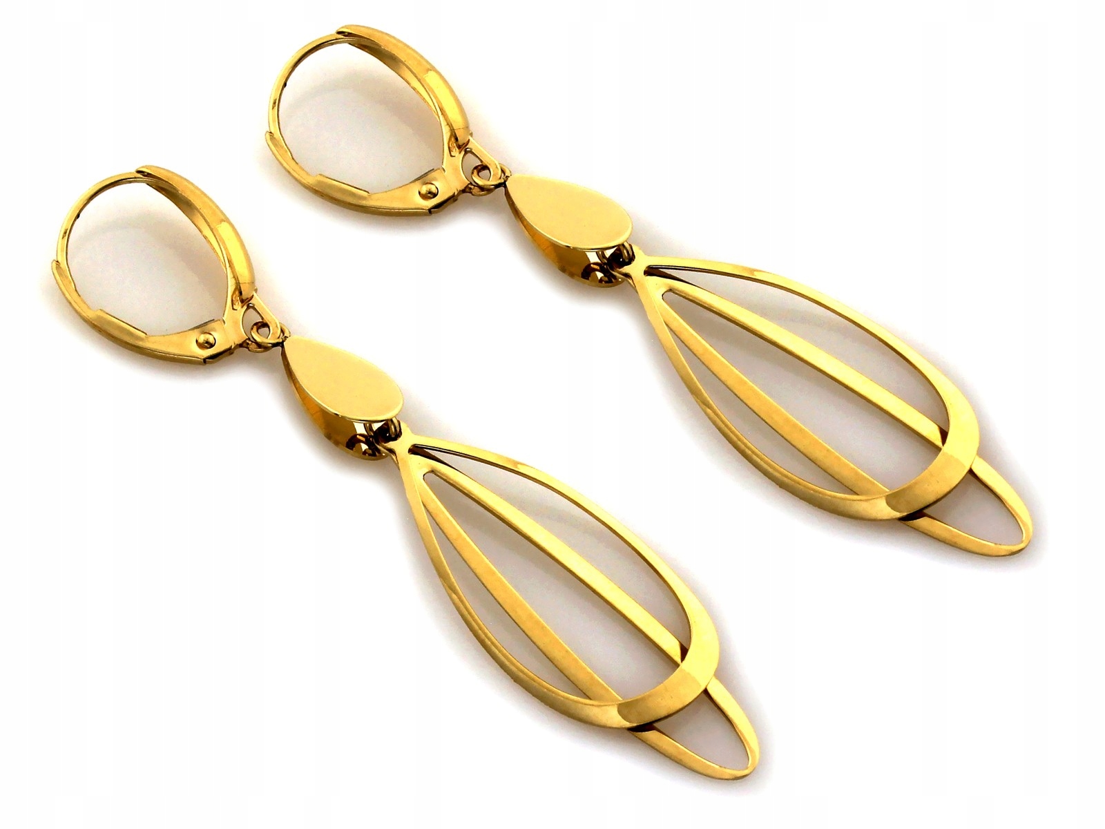 Náušnice zlaté závěsné 585 14k 2.67g pro ženu dárek 55 mm lesklé