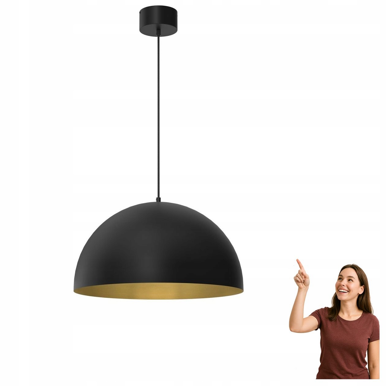 Černá kovová polokruhová závěsná lampa Single 3004 Luminex