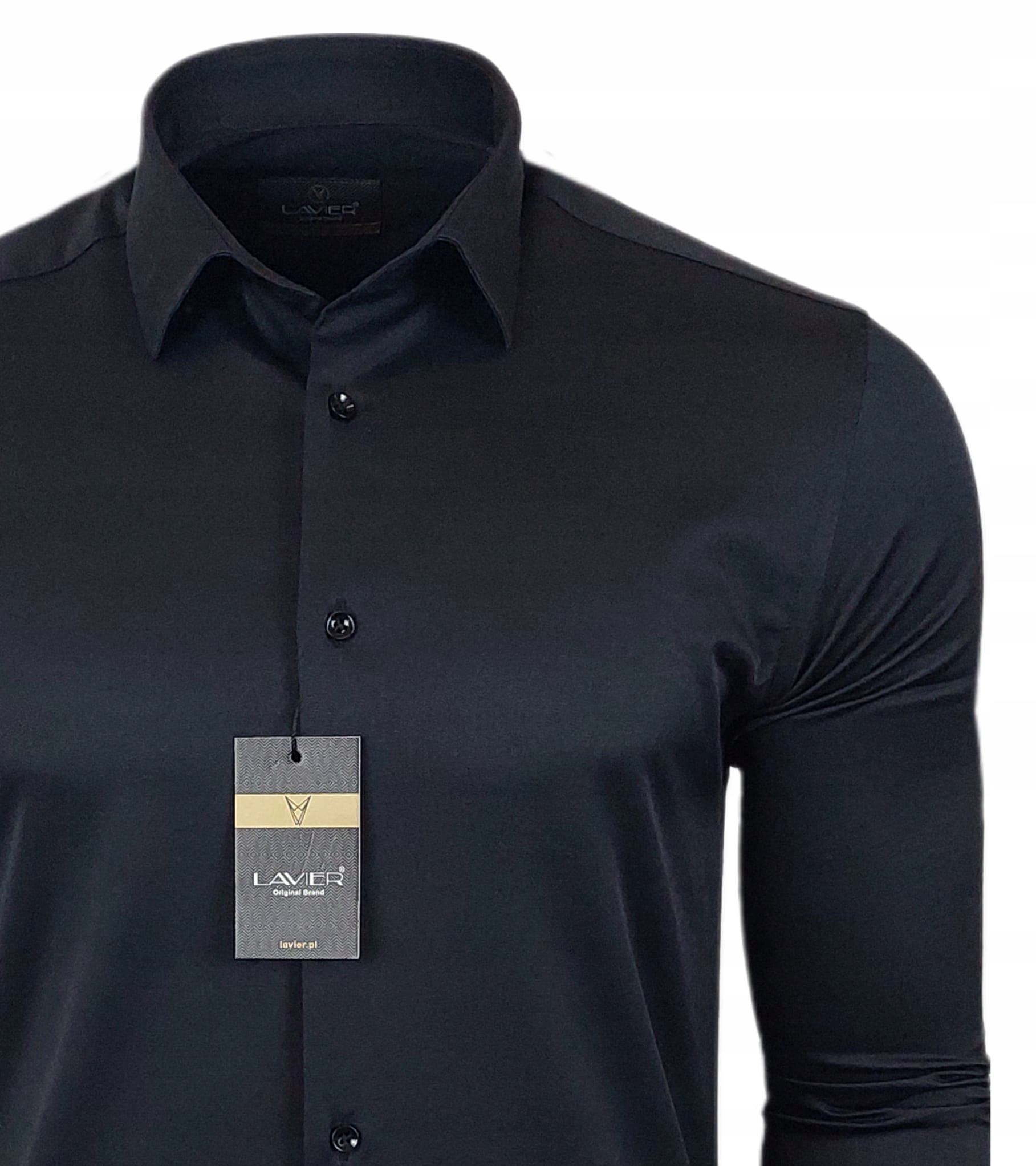 Koszula męska Czarna dopasowana Lavier - SLIM FIT Bawełna Rozmiar XXL Rozmiar kołnierzyka 46