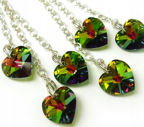 Krystaly Srdce Dlouhé Náušnice Stříbro Vitrail