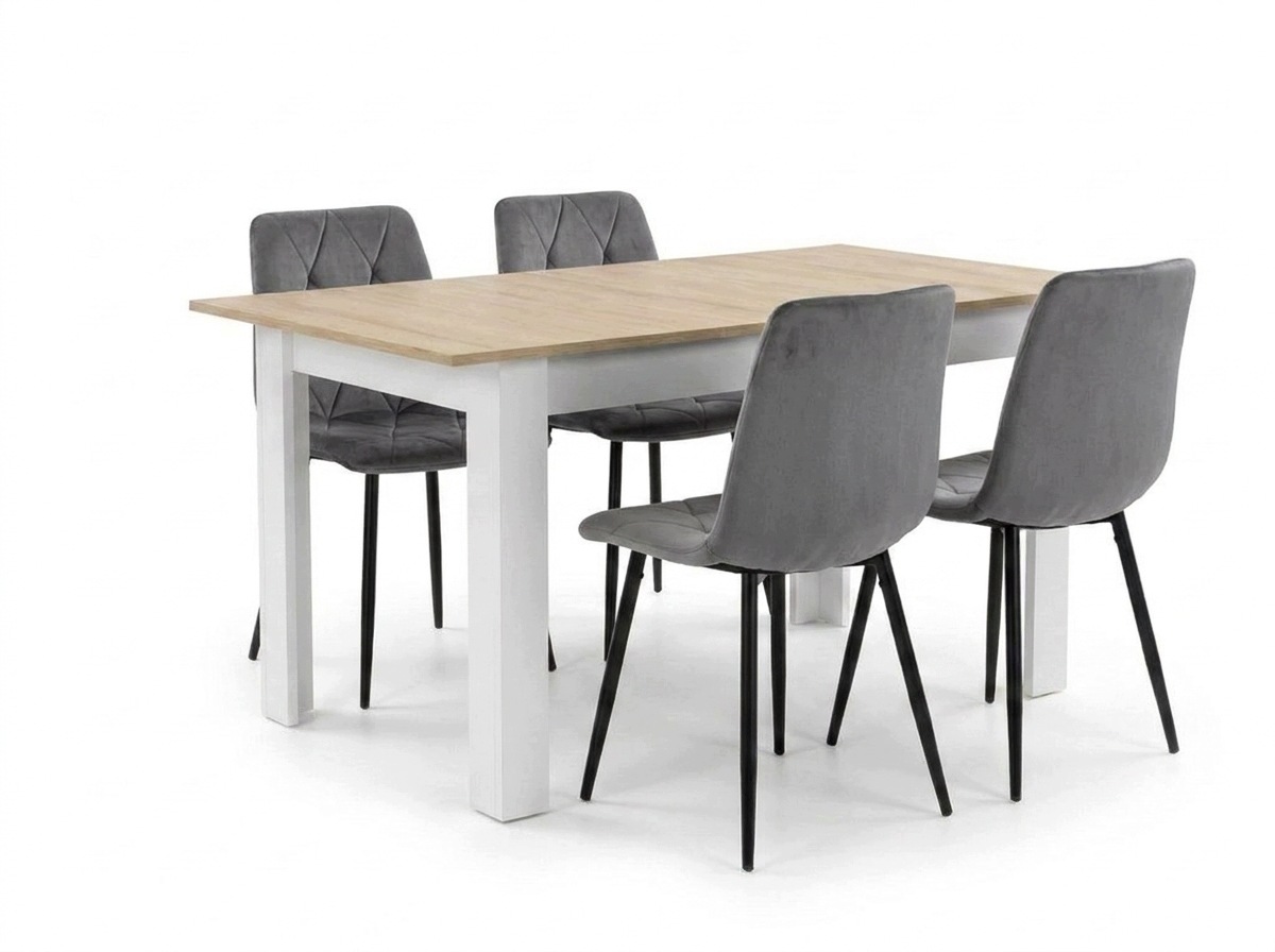 Stół Rozkładany z Krzesłami 120/160x80 Dąb Sonoma 4 Krzesła Tapicerowane Cz