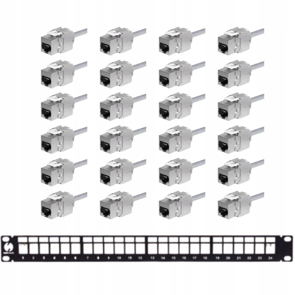 Netrack patch panel keystone 19" 24-porty, Ftp 24xkeystone jack kat 6