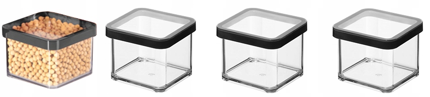 ROTHO ZESTAW 4x POJEMNIK ORGANIZER ŻYWNOŚĆ ARTYKUŁY SYPKIE CZARNY 0,5L LOFT Materiał wykonania tworzywo sztuczne