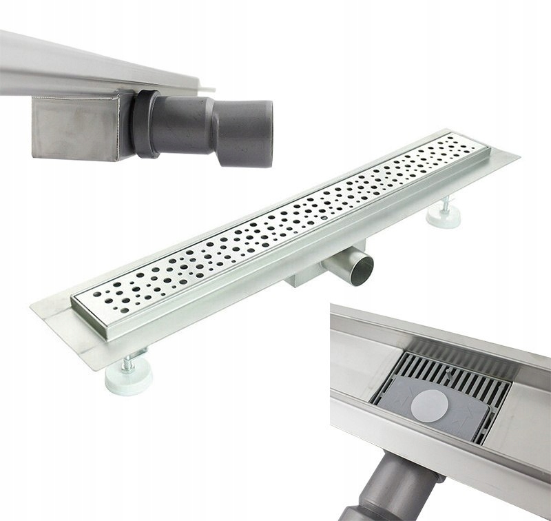 Lineární Odtok Tropfen s sifonem do sprchy, ocelová vanička 90 cm