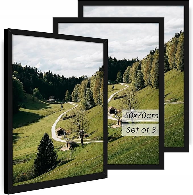 Rámeček na fotografie 50 x 70 cm, sada 3 ks, černý rámeček P1569