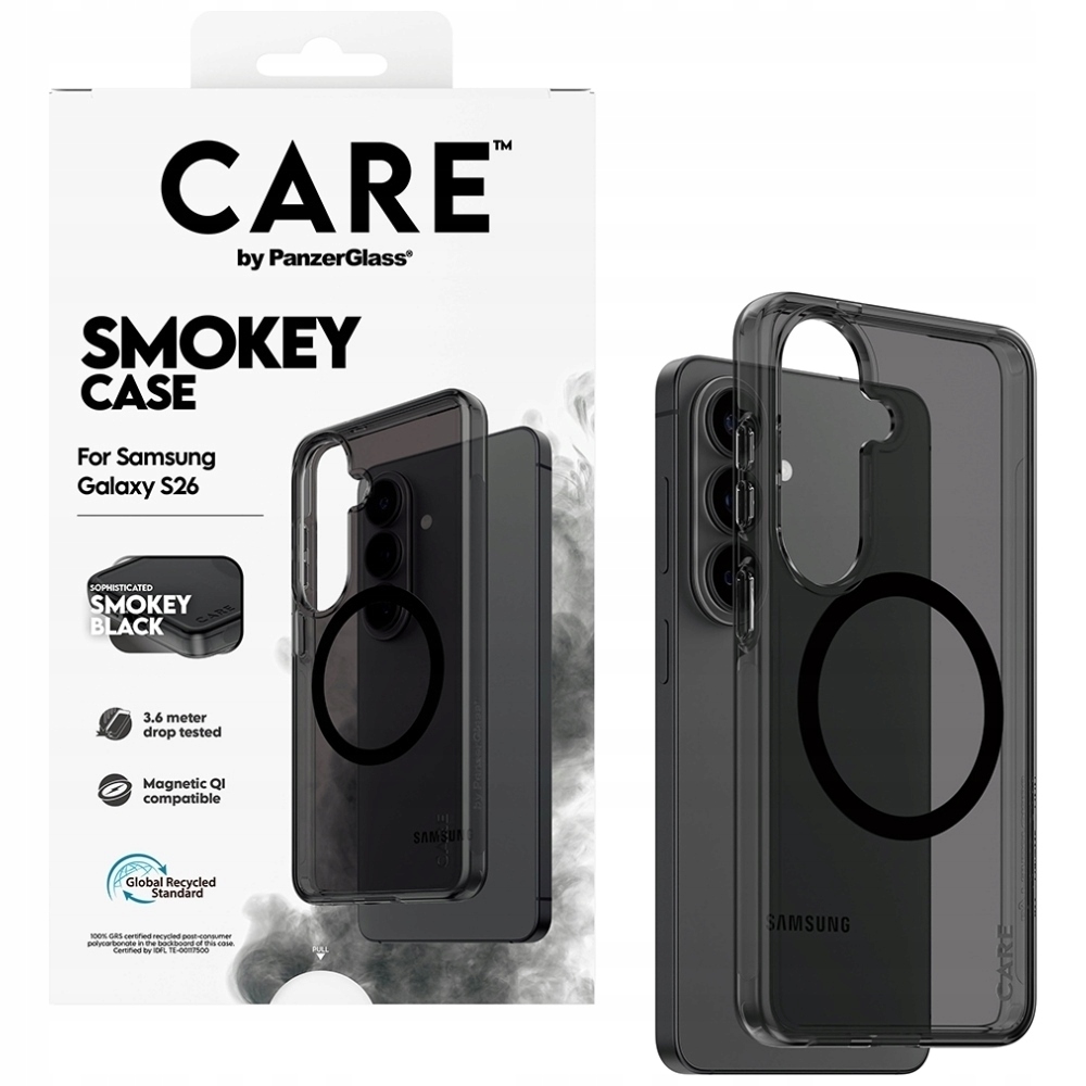 PanzerGlass CARE™ by ® Smokey Case w. Black Qi Samsung Galaxy S26