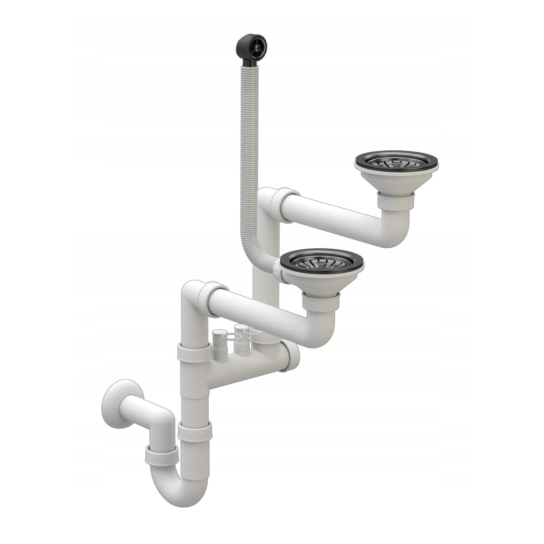 2-KOMOROVÝ Manuálny Sifón Na Stenu, Čierny Gamma