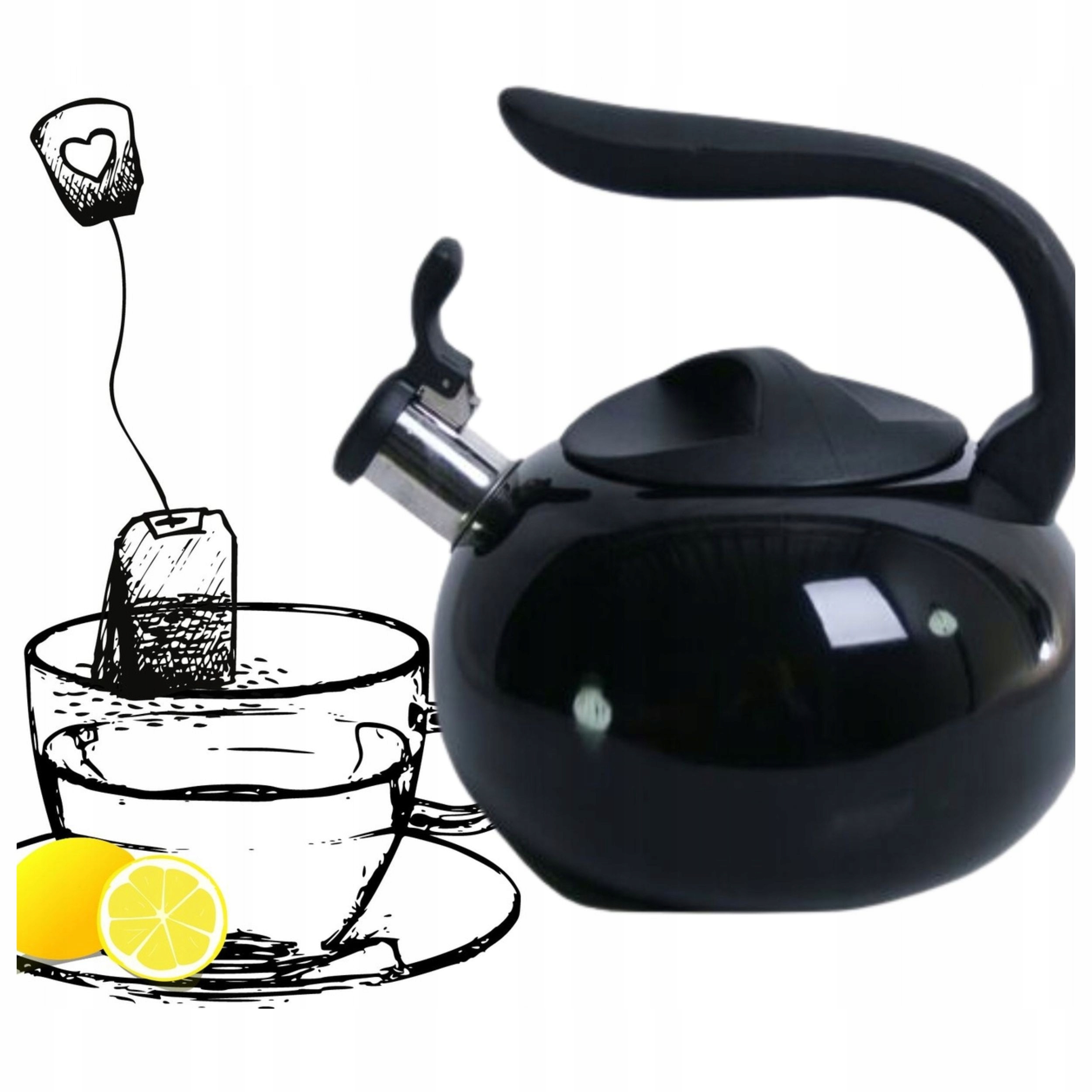 

Czajnik Indukcja Na Gaz Z Gwizdkiem Czarny 2,5L