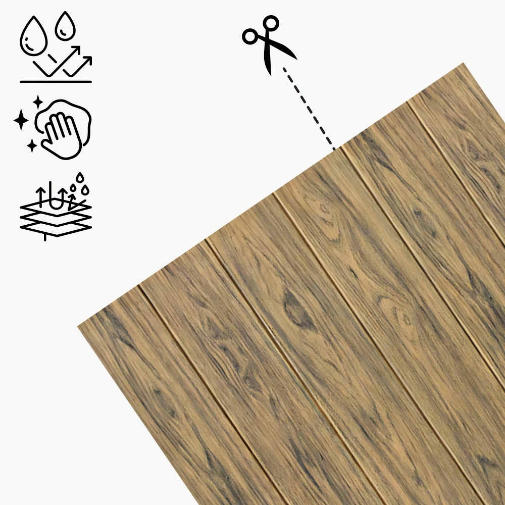 PANELE ŚCIENNE TAPETA SAMOPRZYLEPNA PŁYTKA PCV 70 CM X 70 CM WZÓR DREWNO Długość (cm) 70
