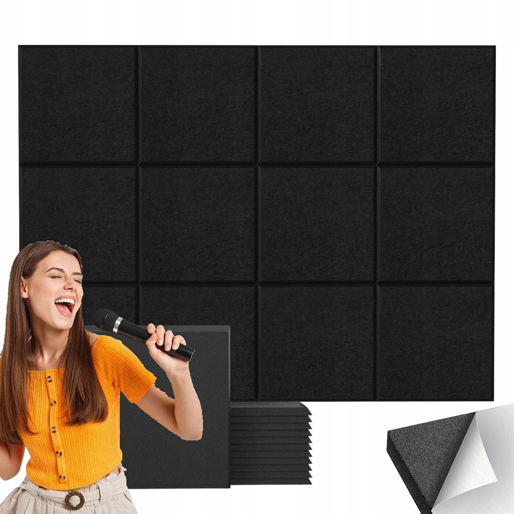 Samolepící Akustické Desky 24KS Hluku, Vysoká Odolnost, Černé