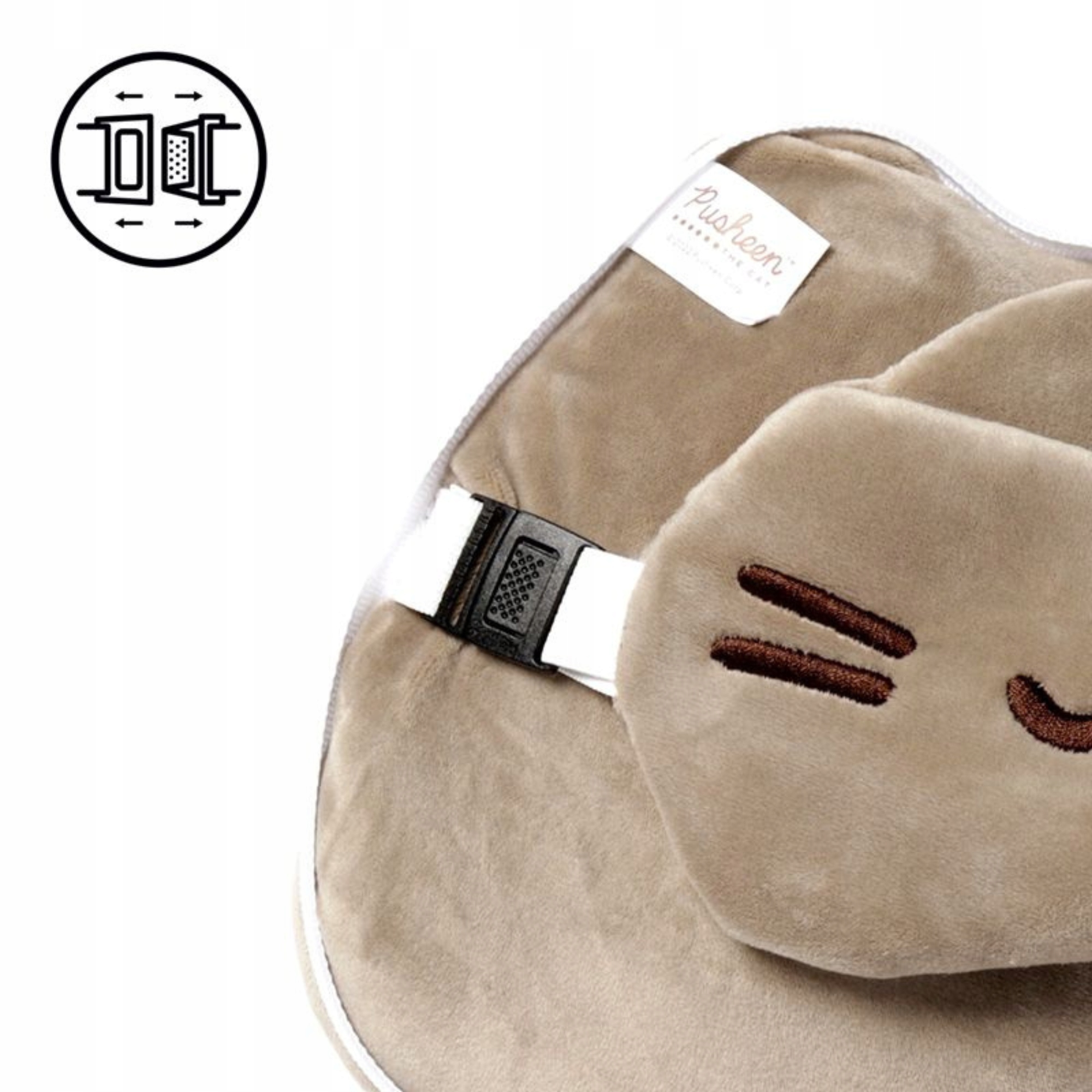 PODUSZKA PODRÓŻNA PLUSZOWA MASKOTKA + MASKA NA OCZY W PODRÓŻ KOT PUSHEEN Wysokość produktu 18 cm