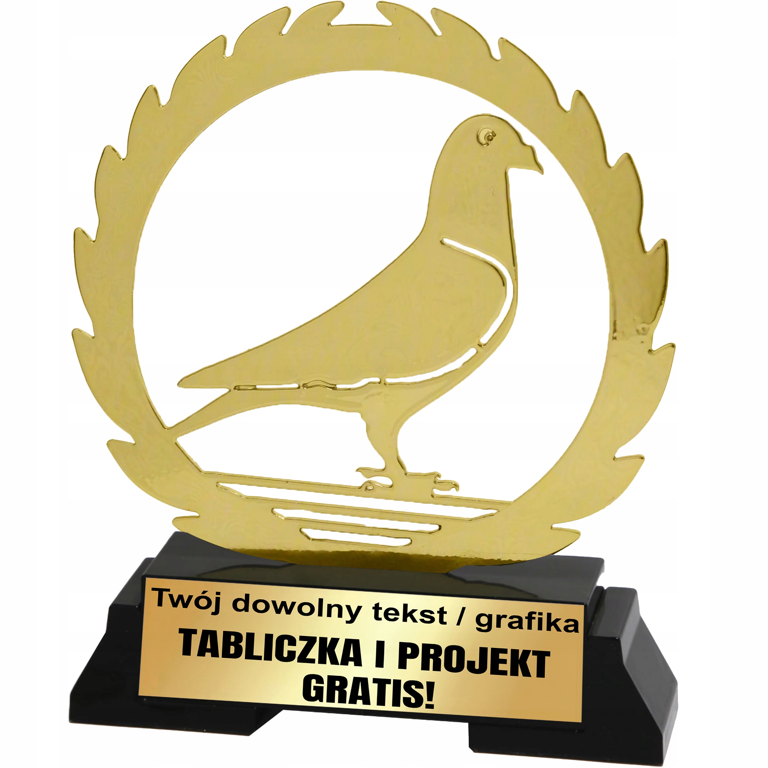 Puchar złoty trofeum nagroda statuetka Gołąb figurka 3d Grawer 18,5cm