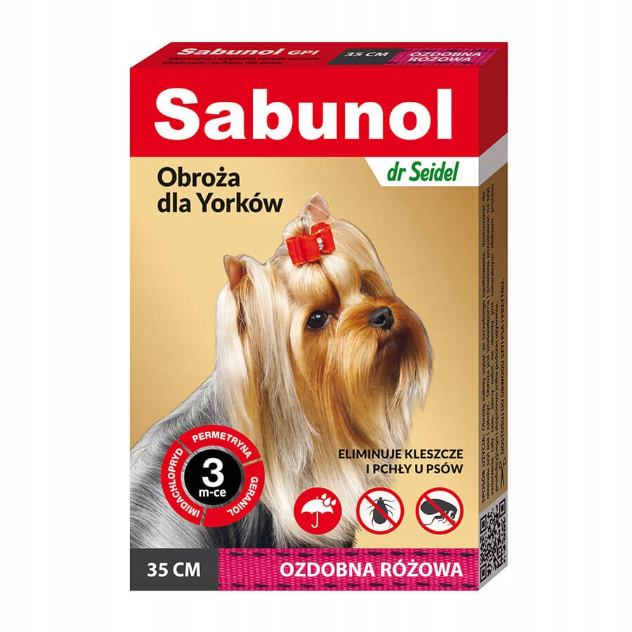 

Sabunol Obroża kleszcze pchły 35 cm różowa york