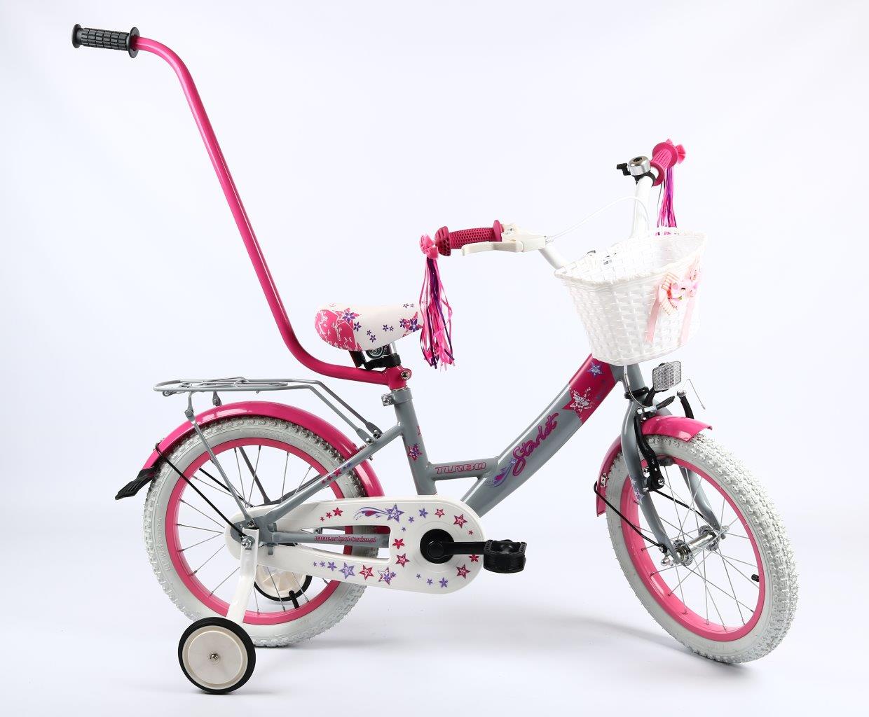Rower 16 cali dla dziewczynki Turbo Starlet Szary-Różowy Polski Producent