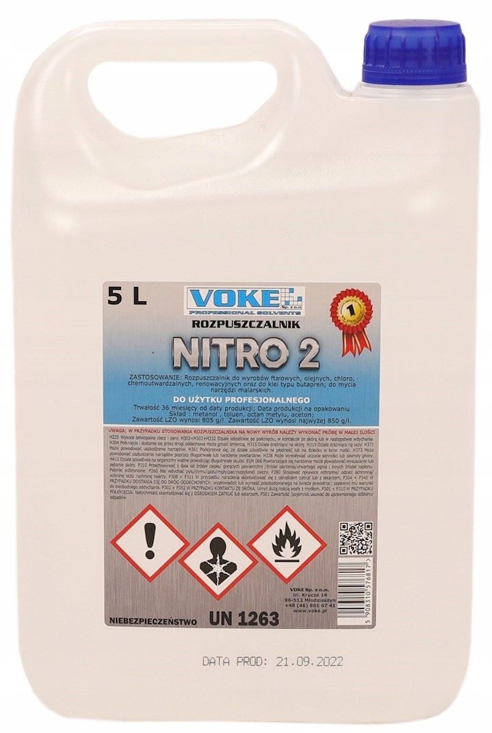 ROZCIEŃCZALNIK NITRO 2 PREMIUM VOKE 5L PRO VC-01 NITRO2 ROZPUSZCZALNIK