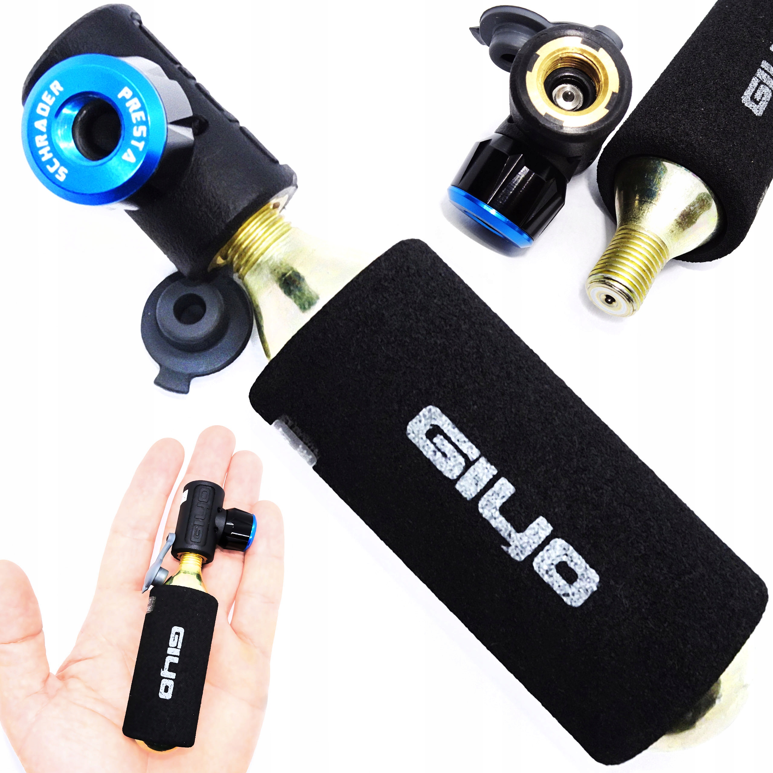 Giyo GC-07 Pompka CO2 Presta Auto Fv/av Nabój Z Gwintem 16g