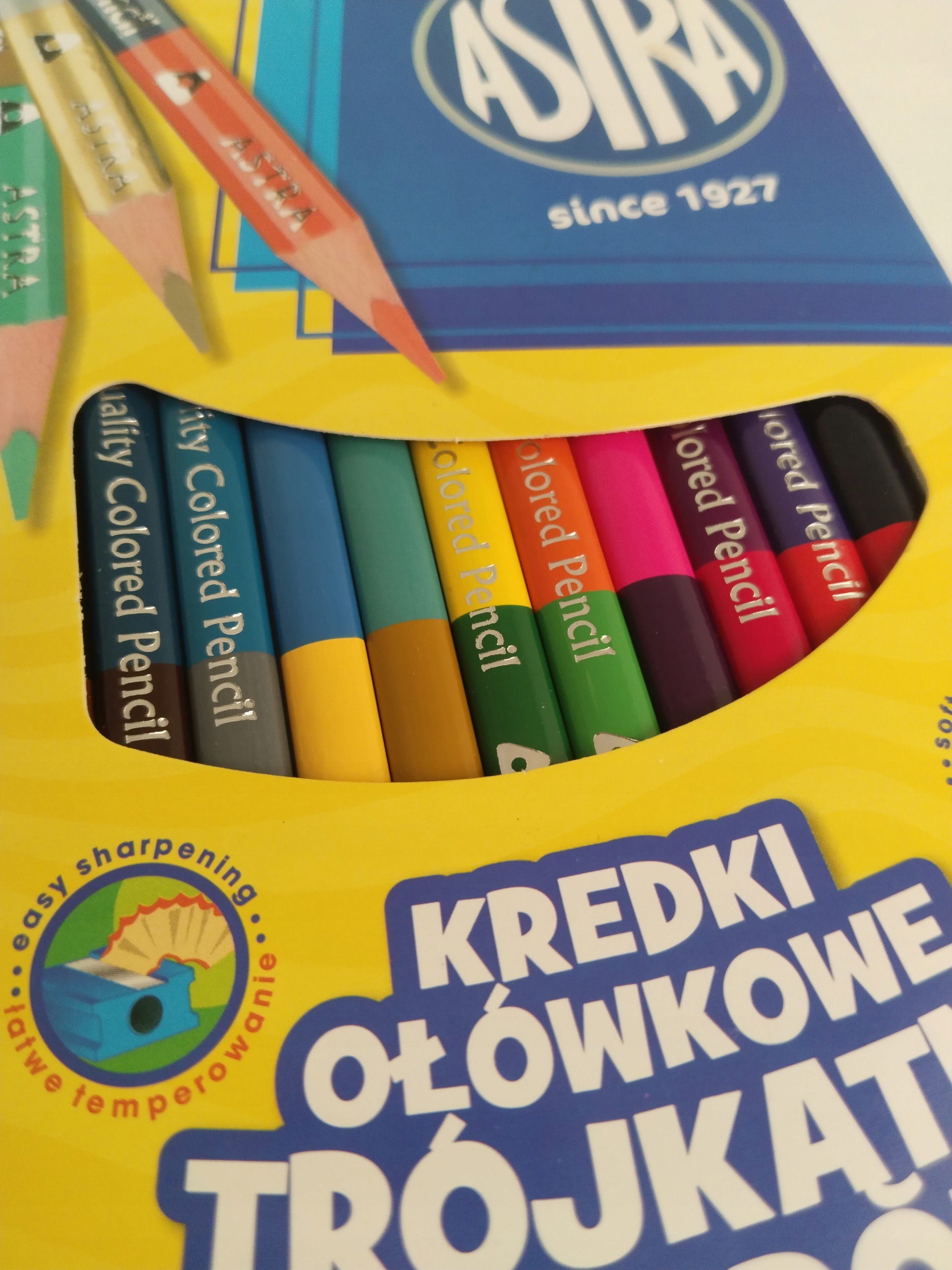kredki trójkątne dwustronne 12szt. + temperówka ASTRA | 0825 — 14
