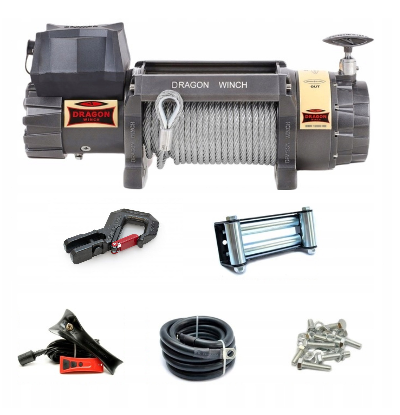 Dragon Winch Vytahovač pro auta Off Road Highlander 12V 9KM Tah 6,8