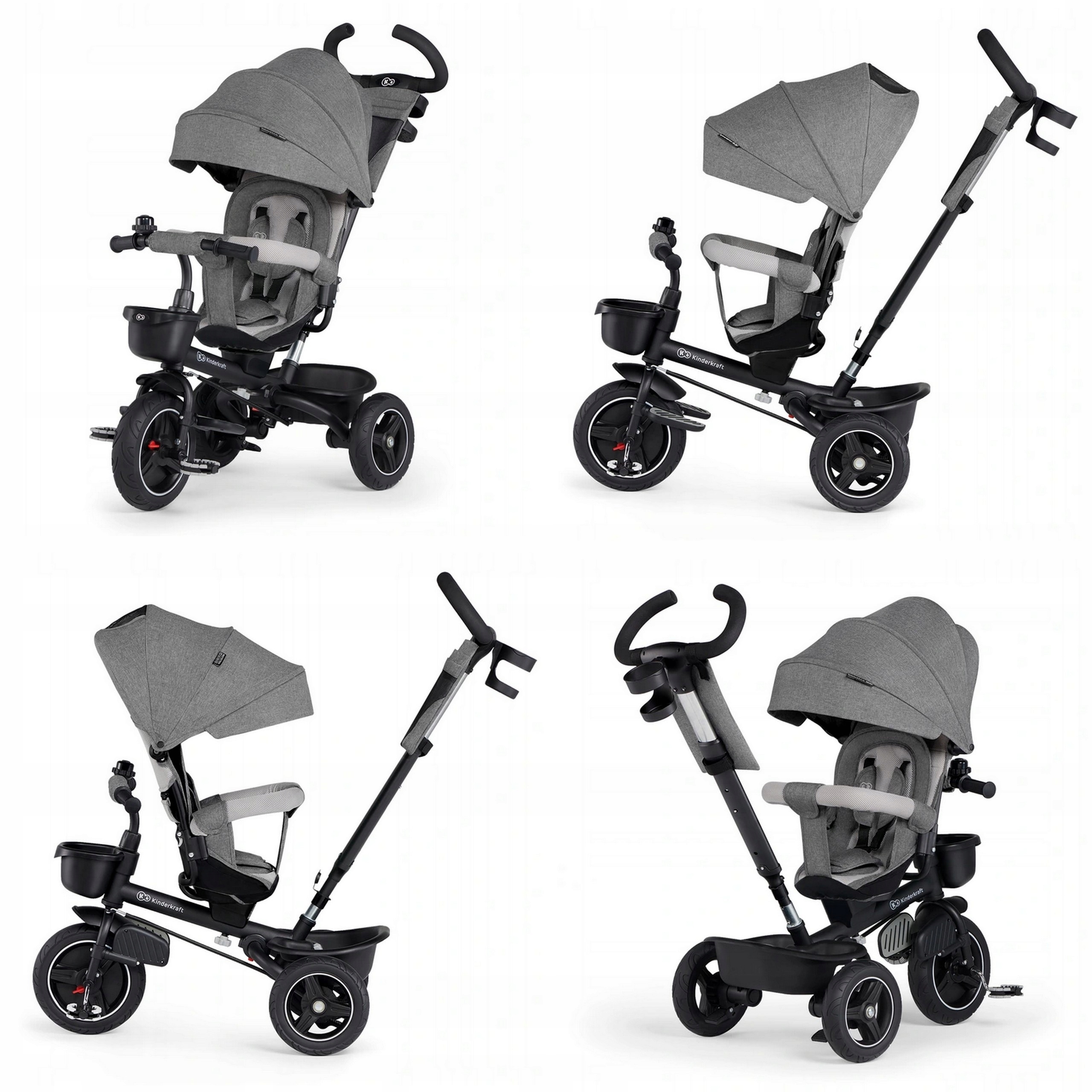 KINDERKRAFT ROWEREK TRÓJKOŁOWY SPINSTEP GREY Hamulec Przód Tył