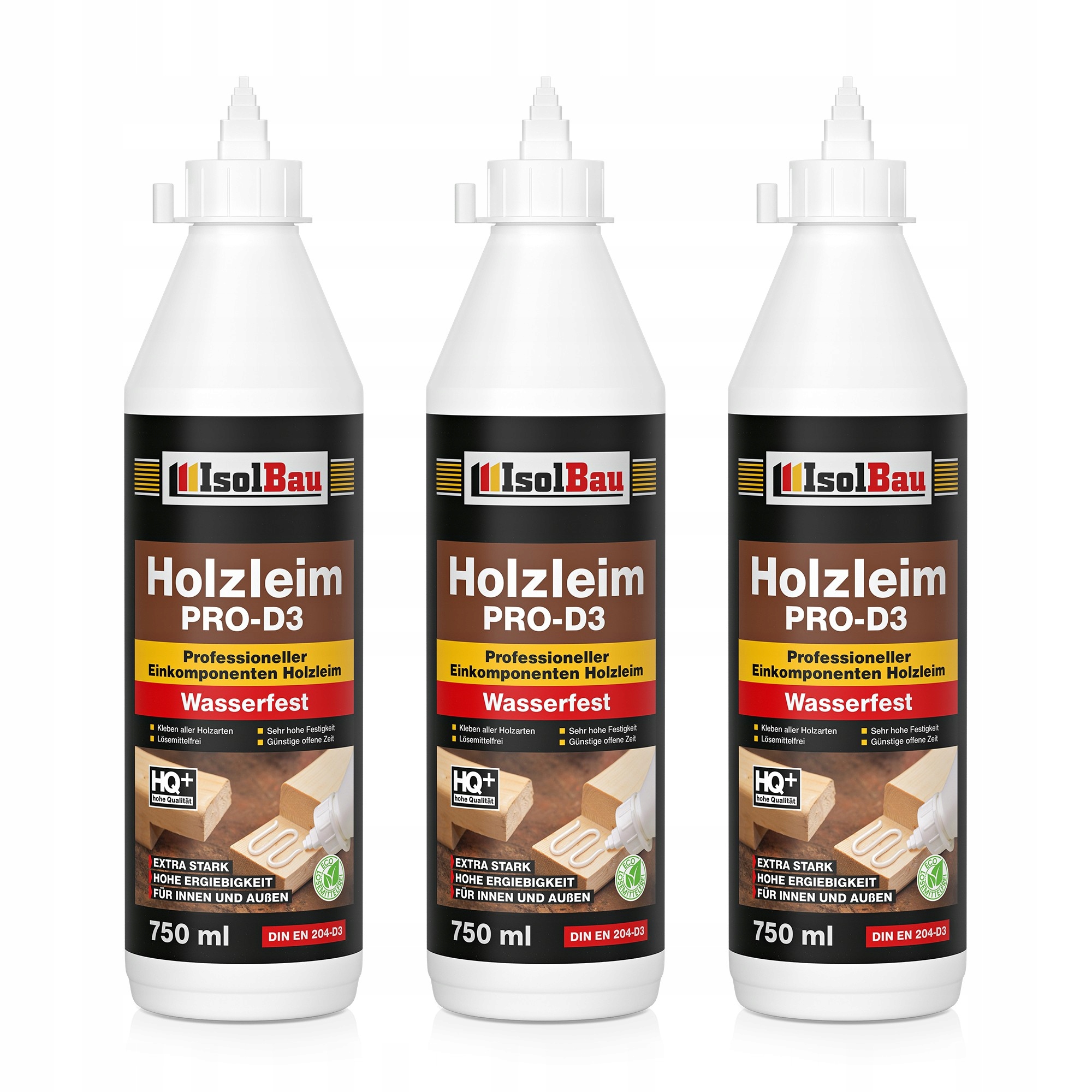 Lepidlo na dřevo Pro D3 IsolBau bílé voděodolné 3 x 750 ml Extra silné