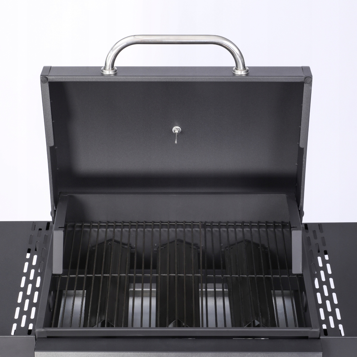 GRILL GAZOWY OGRODOWY LANDGRAF RUSZT MIEJSCE NA BUTLĘ TERMOMETR PÓŁKI Marka LANDGRAF