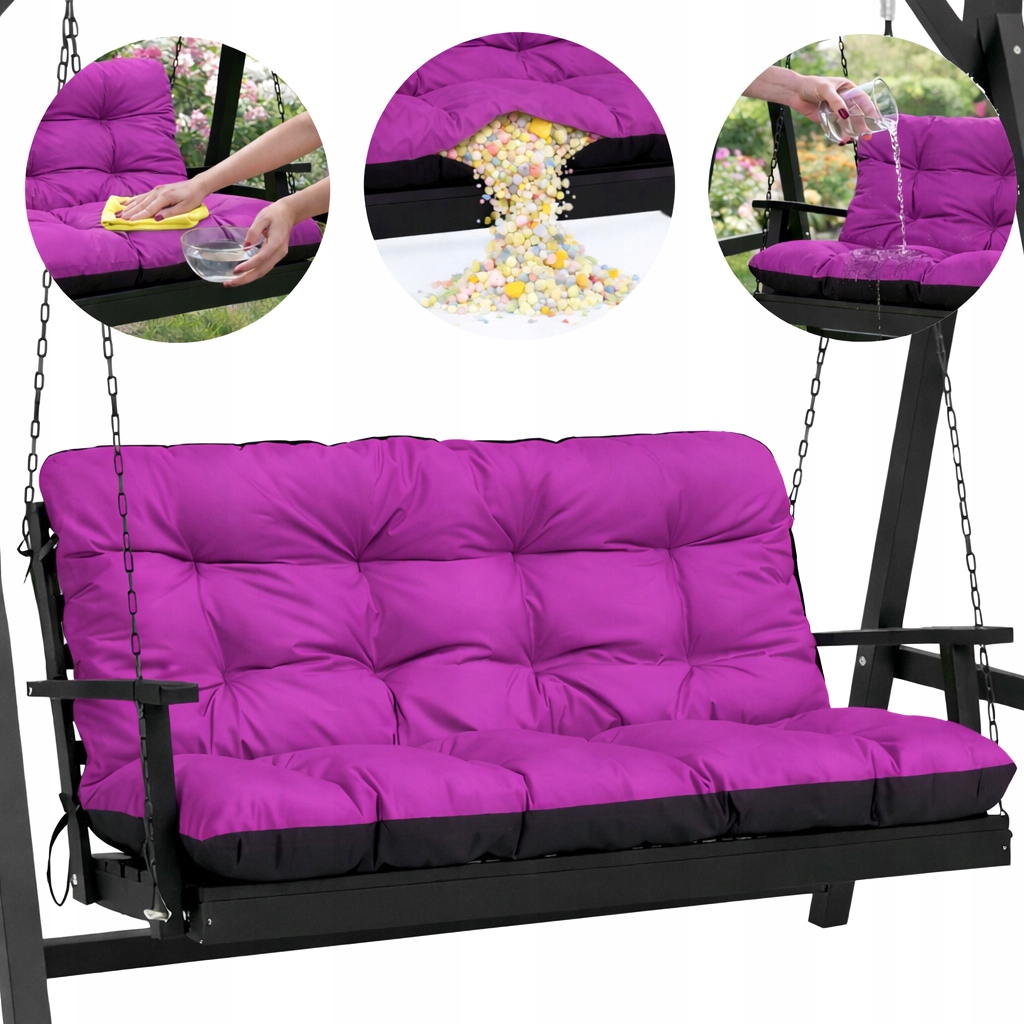 Polštář zahradní na houpačku, nábytek, Voděodolný 140x60x50 Fuchsie