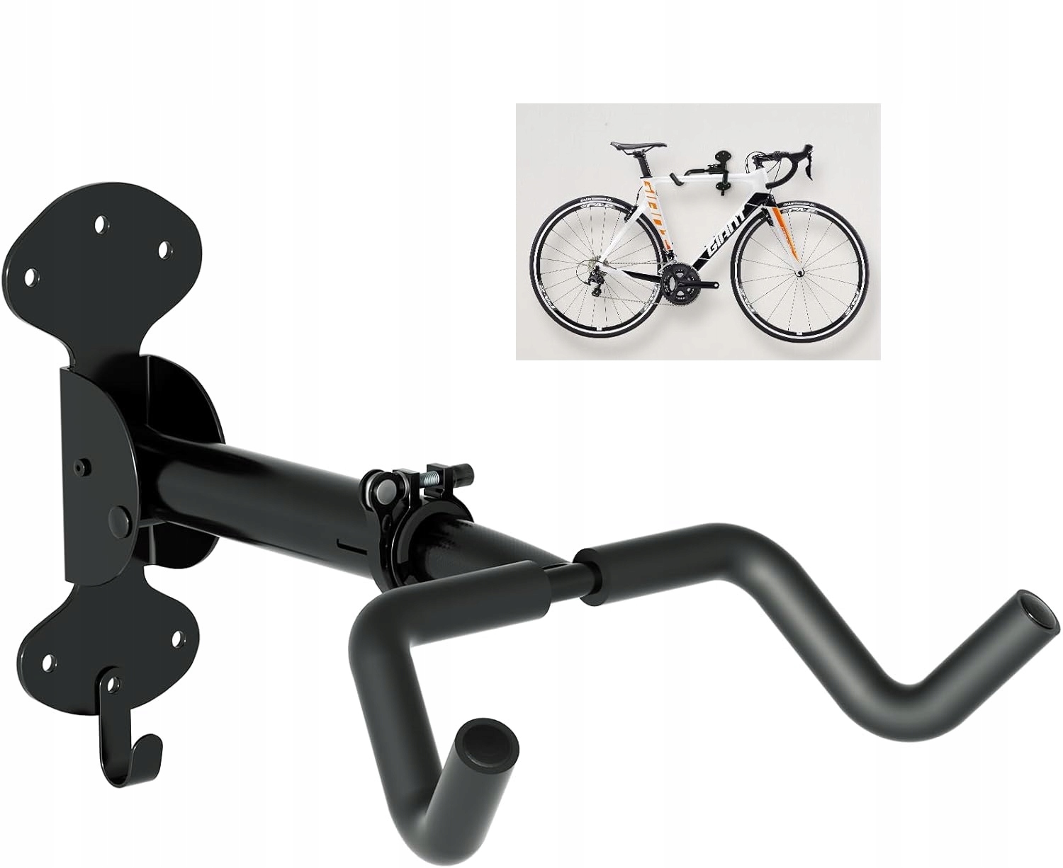 czarny metalowy uchwyt wieszak ścienny na rower 360° do 30kg