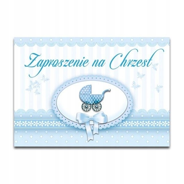 Zaproszenia na Chrzest Chrzciny niebieskie chłopca A5 + koperty 10 sztuk Marka inna