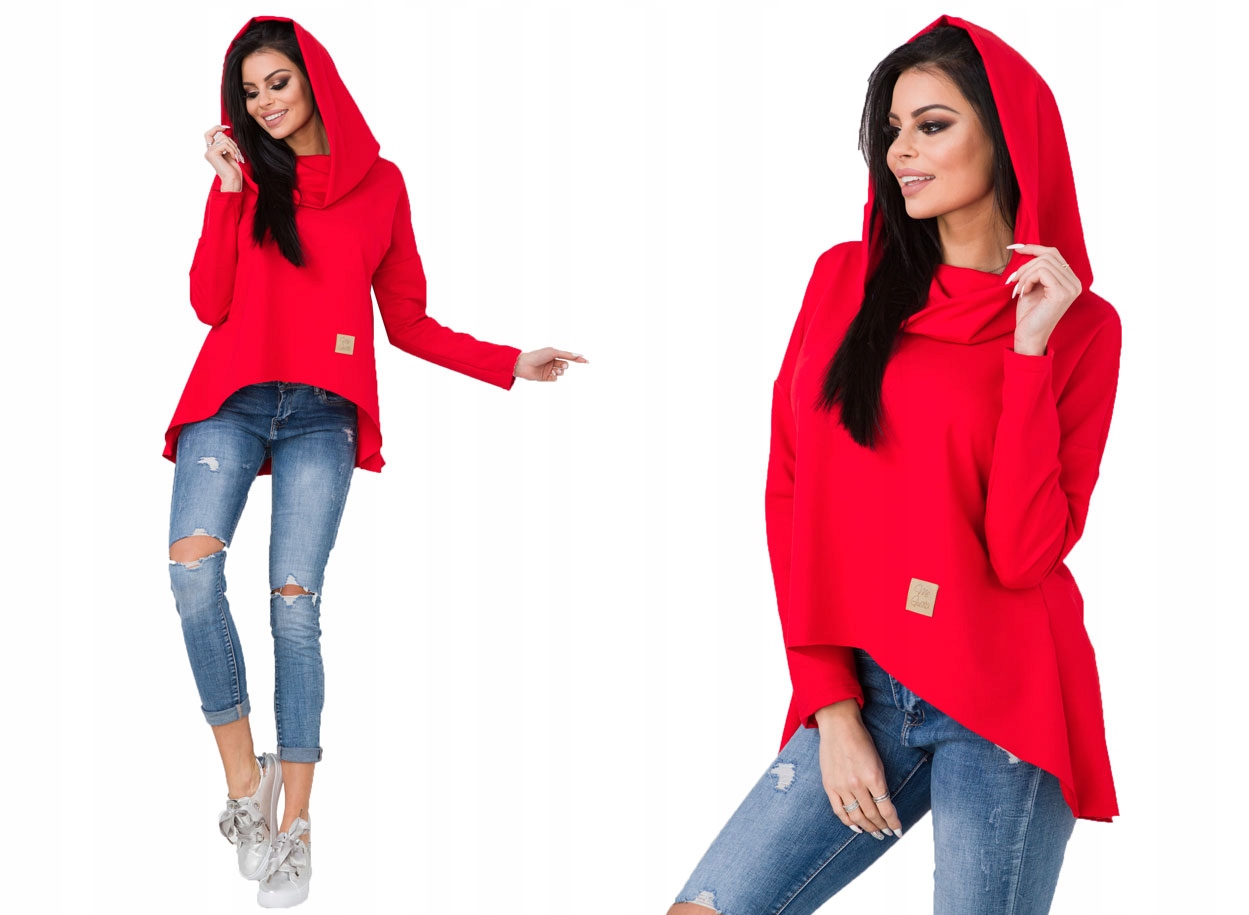 

Asymetryczna Tunika Bluza Sukienka Komin Kaptur XL